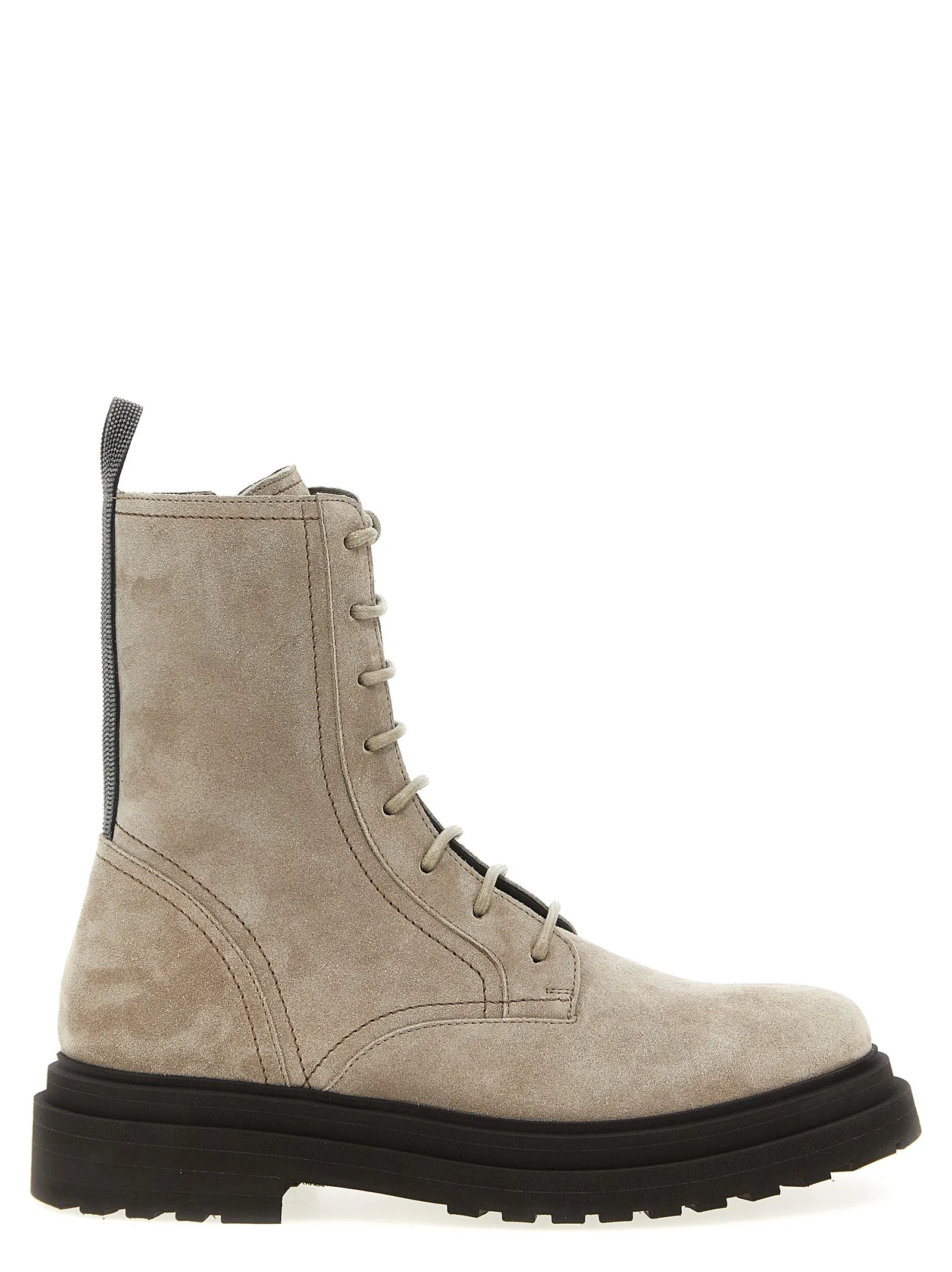 Suede Combat Boots Monile Stivali E Stivaletti Grigio