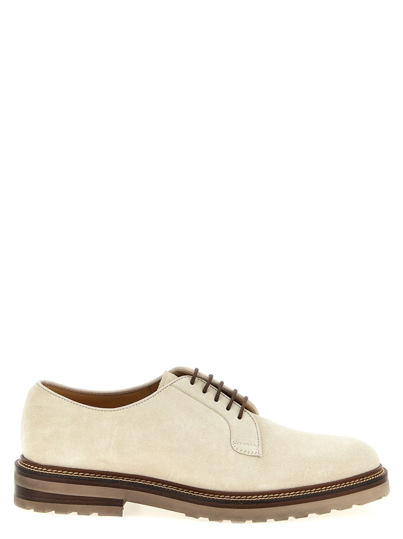 Suede Derby Stringate Beige