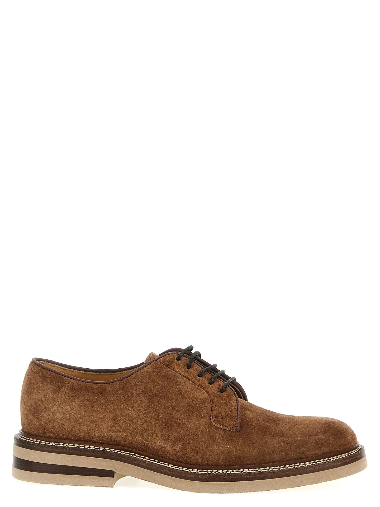 Suede Lace Up Stringate Marrone