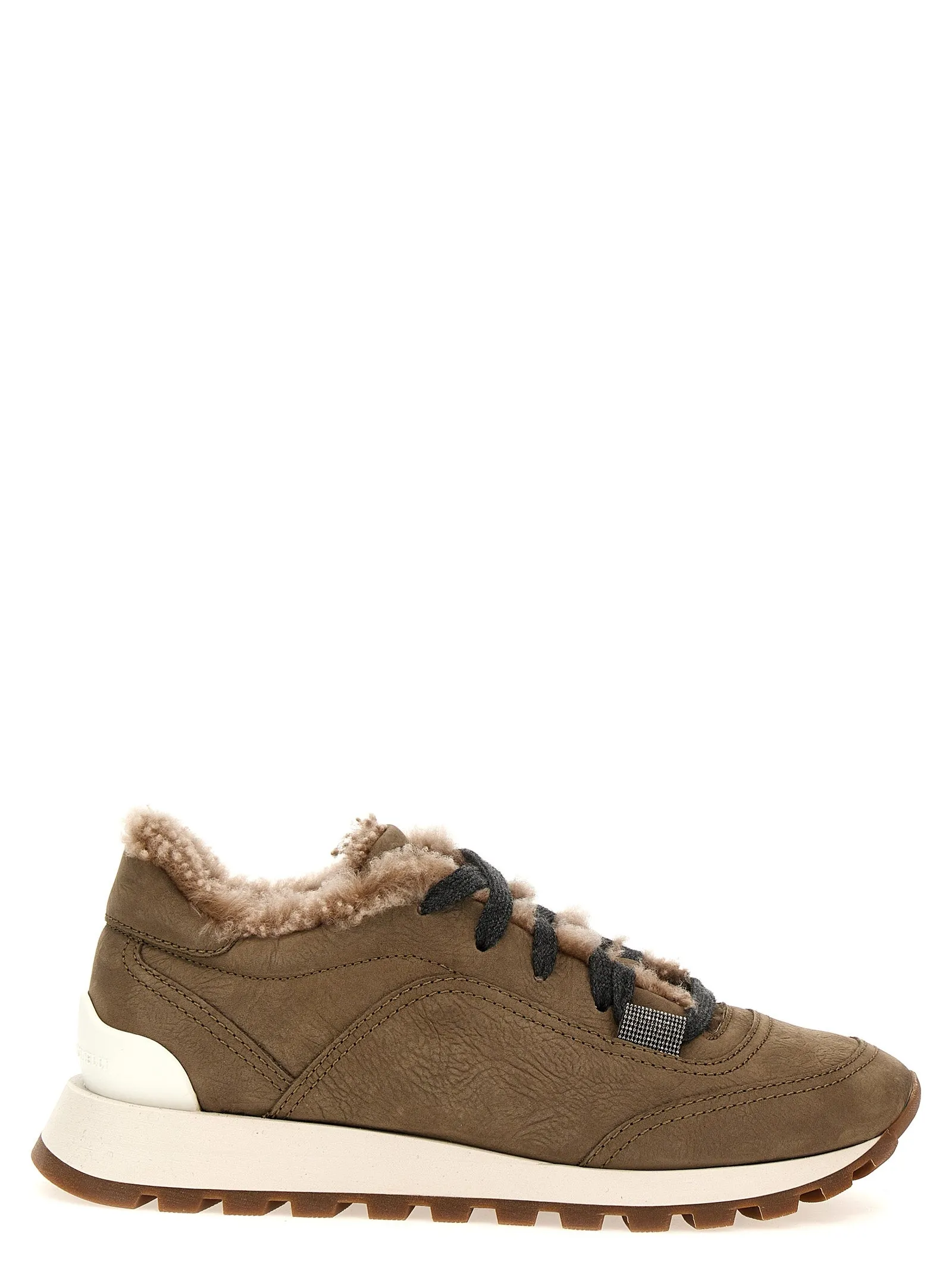 Shearling Nubuck Sneakers Beige