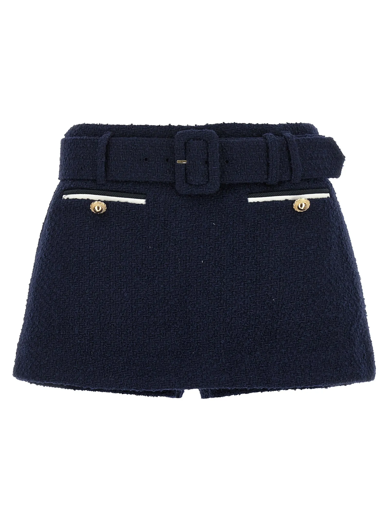 Bouclé Wool Skort Bermuda E Short Blu