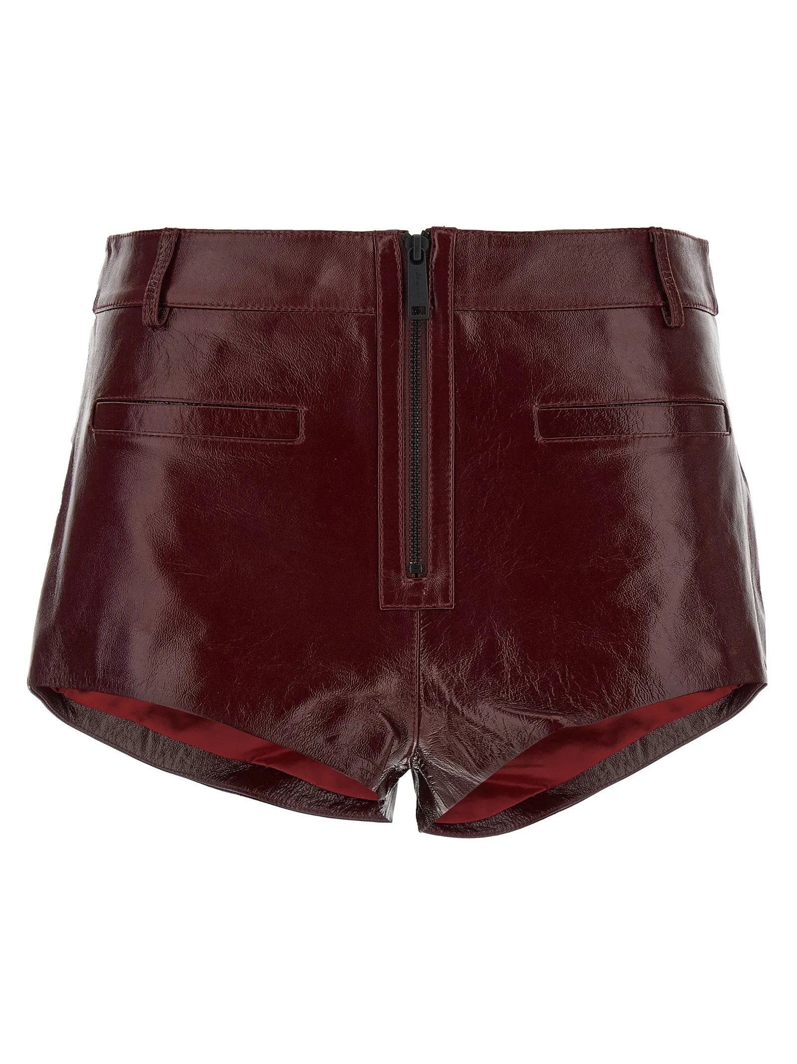 Craqué Leather Shorts Bermuda E Short Bordeaux
