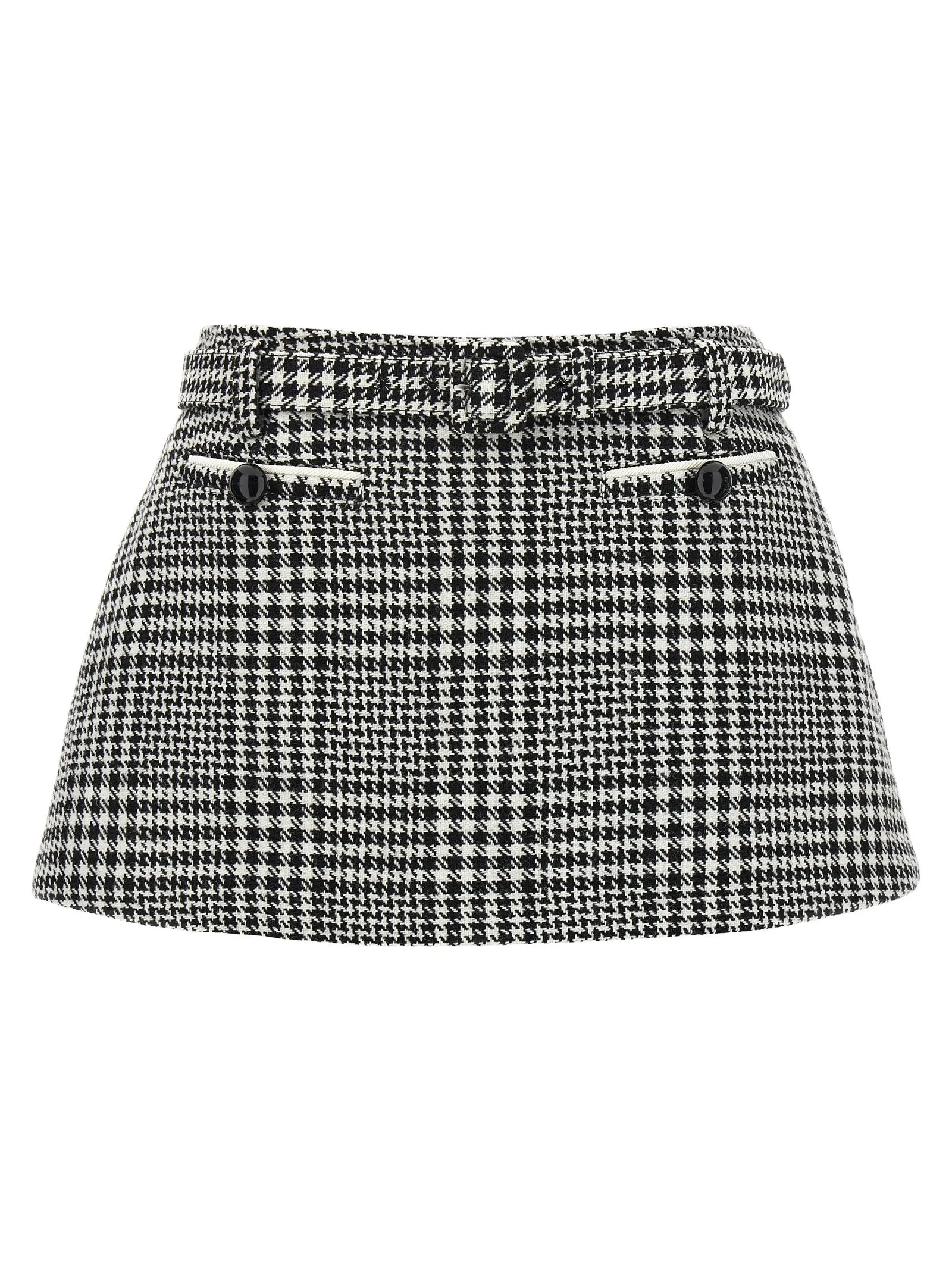 Bouclé Wool Skort Bermuda E Short Bianco/Nero