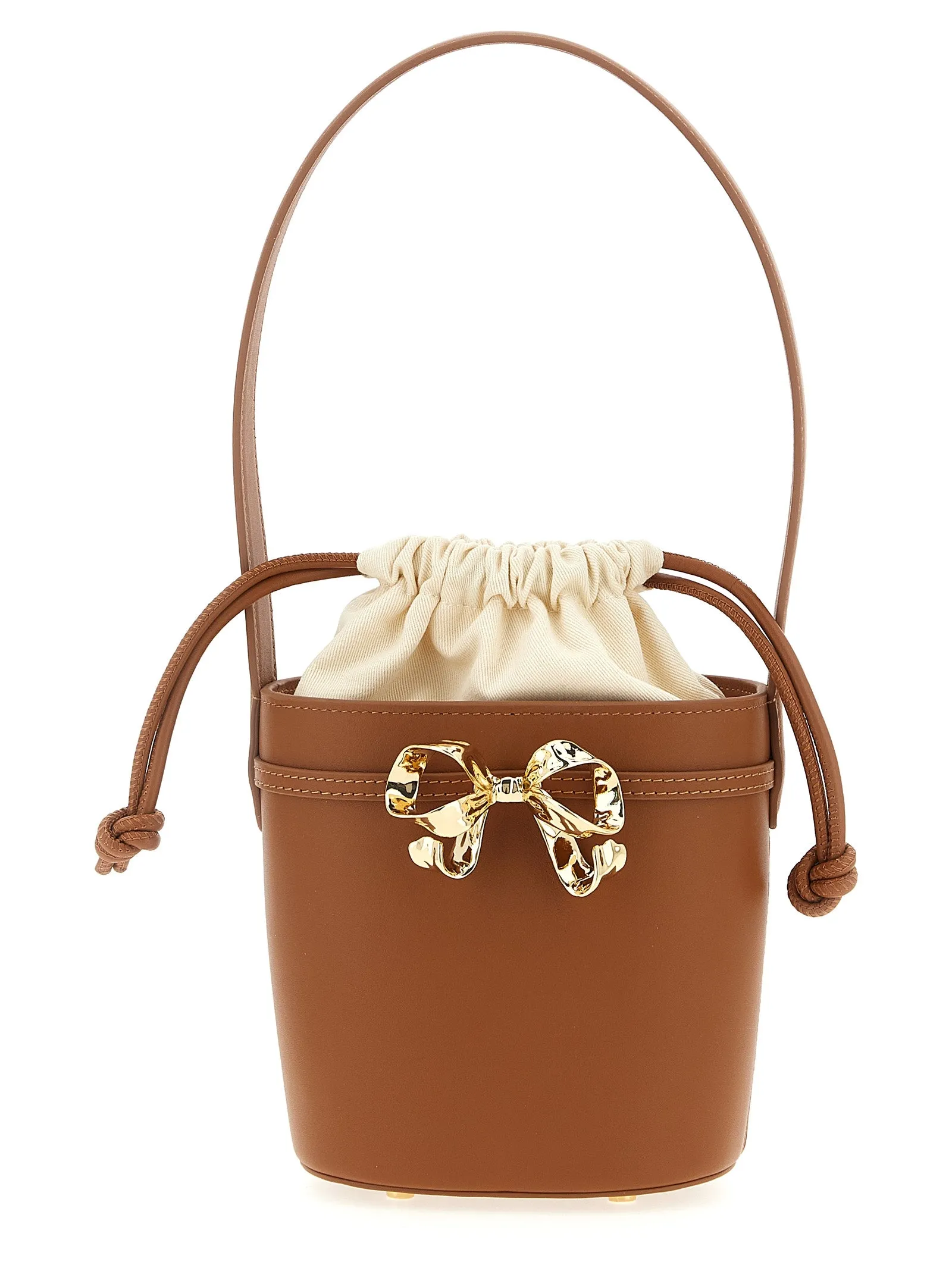 Brown Leather Shoulder Bow Bag Borse A Spalla E Tracolla Marrone