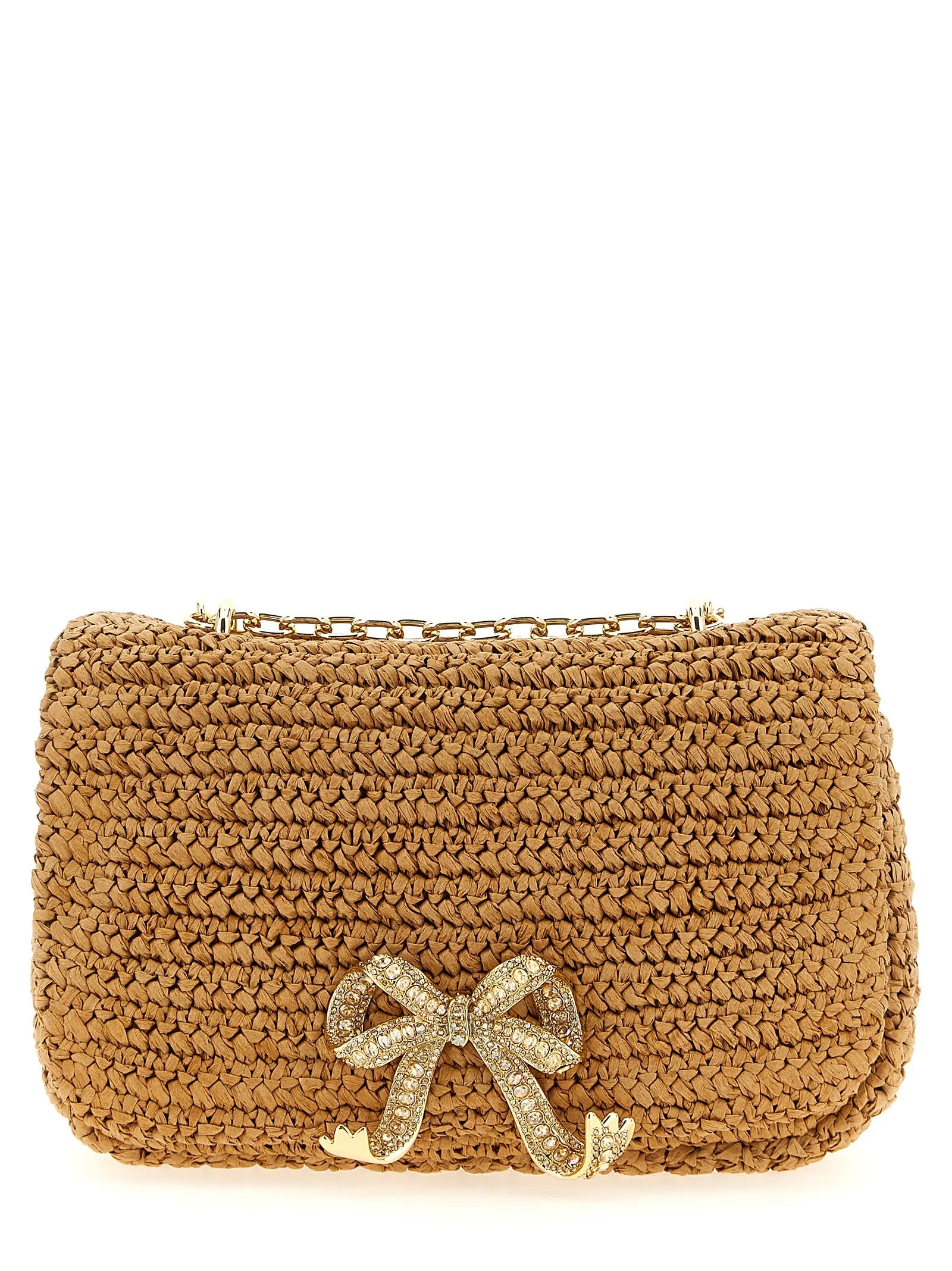 Raffia Bow Charm Borse A Spalla E Tracolla Beige