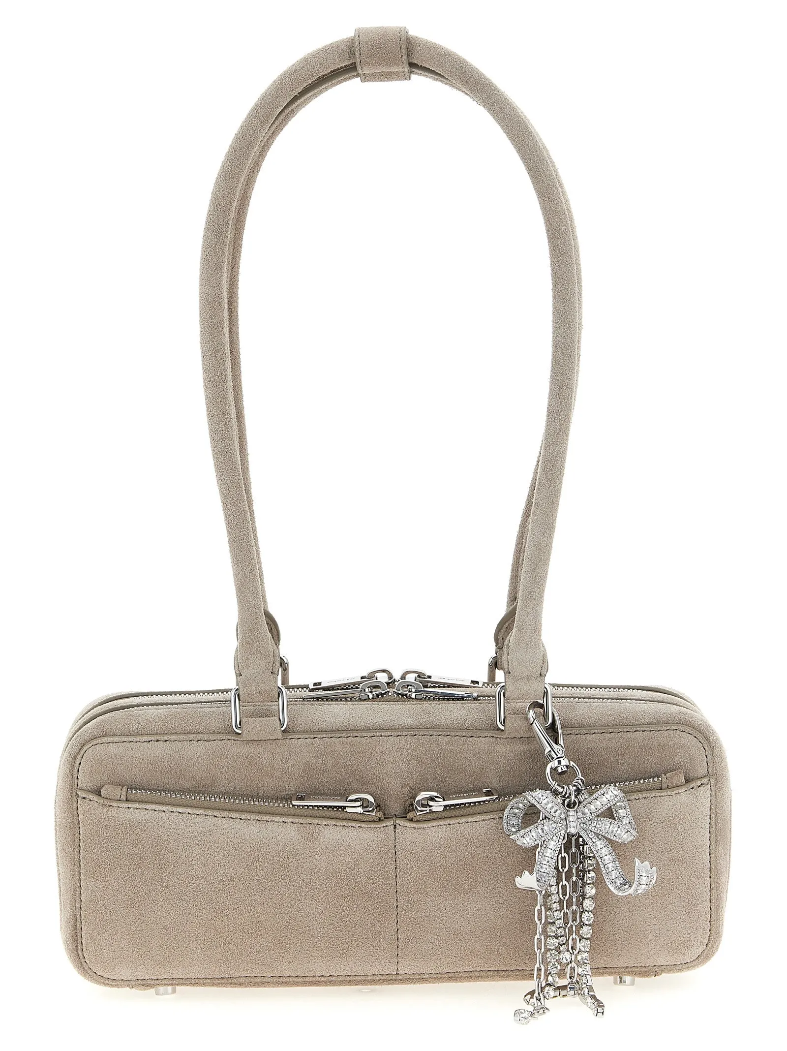 Tan Suede Baguette With Charm Borse A Spalla E Tracolla Grigio