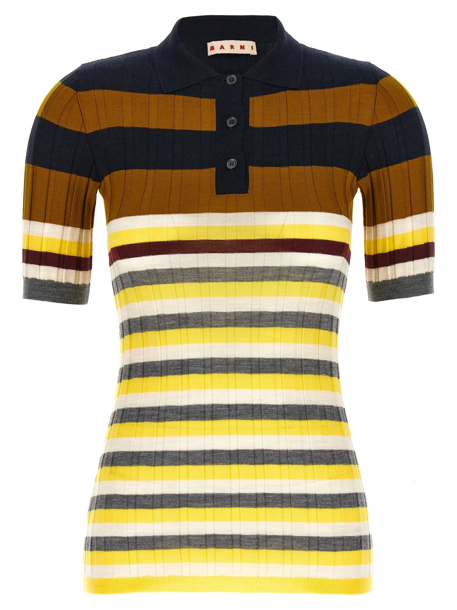 Ribbed Wool Shirt Polo Multicolor