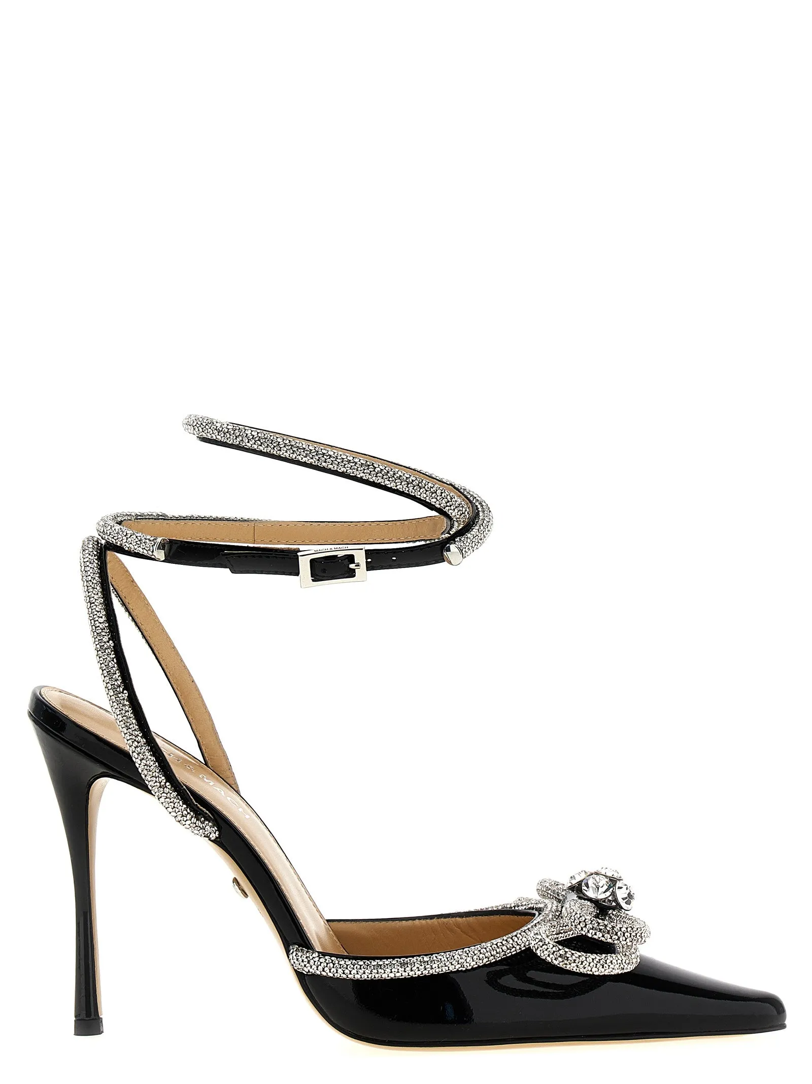 Double Bow Patent Leather Decollete Nero