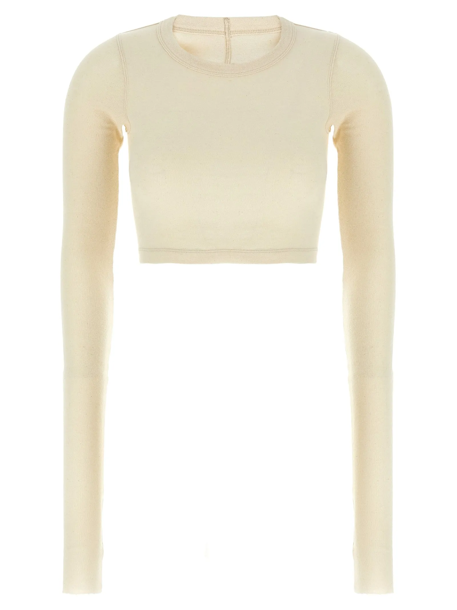 Ls Crop T T Shirt Beige