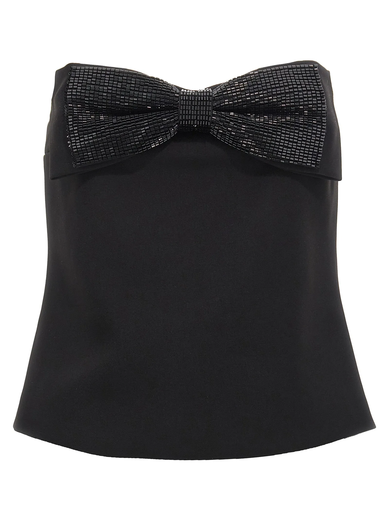 Black Crepe Bandeau Top Nero