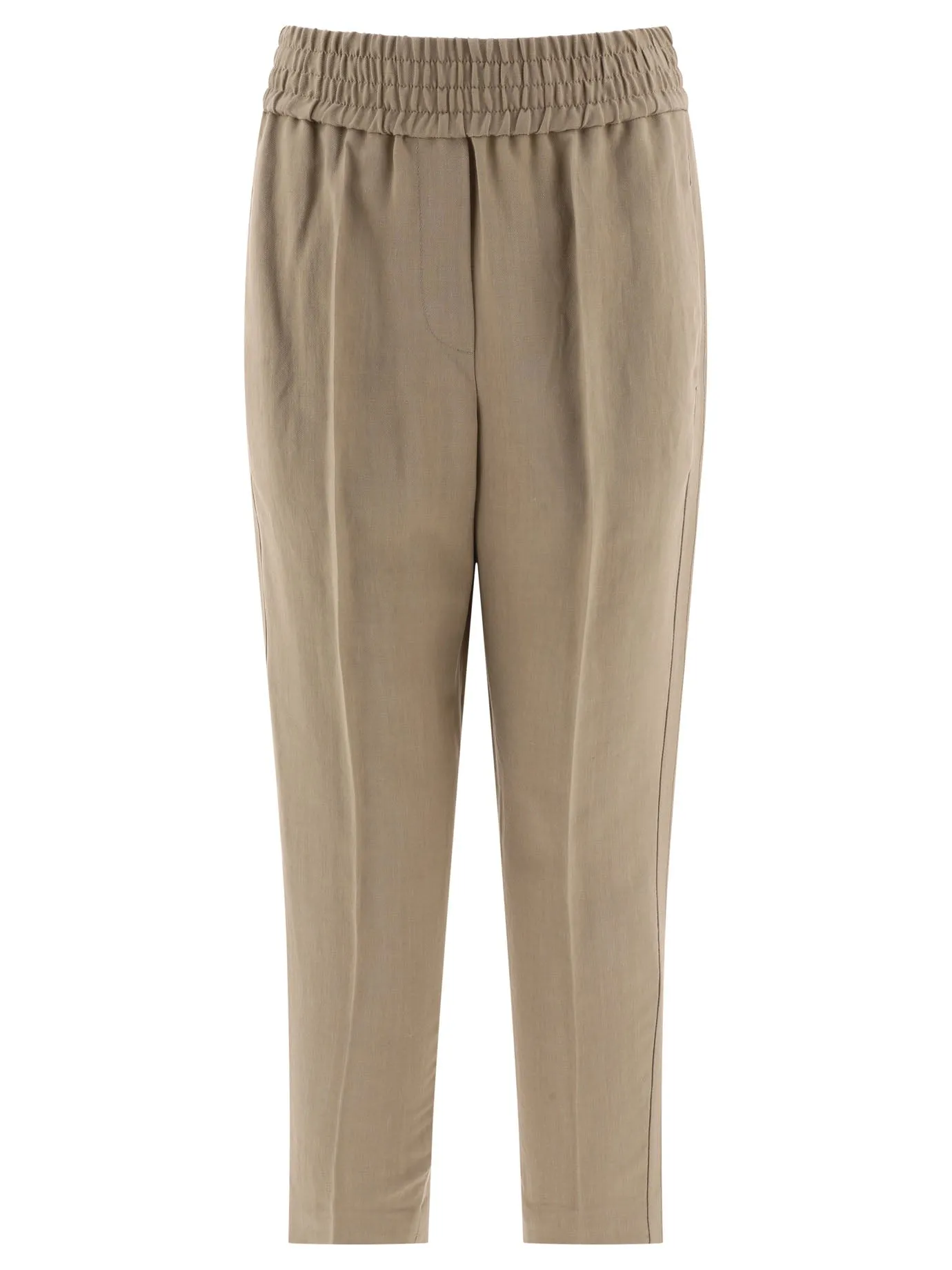 Baggy Pull-Up Trousers Beige