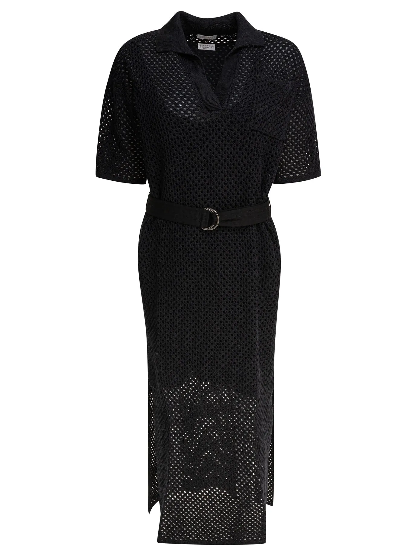 Abito All'Uncinetto Con Cintura Abiti Nero