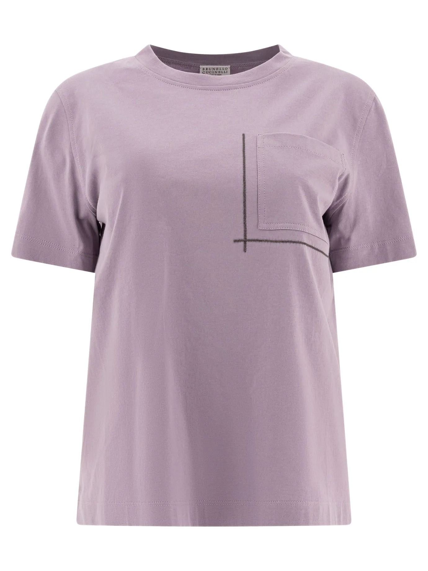 Cotton Jersey T-Shirt With Shiny Pocket Detail T-Shirts Viola