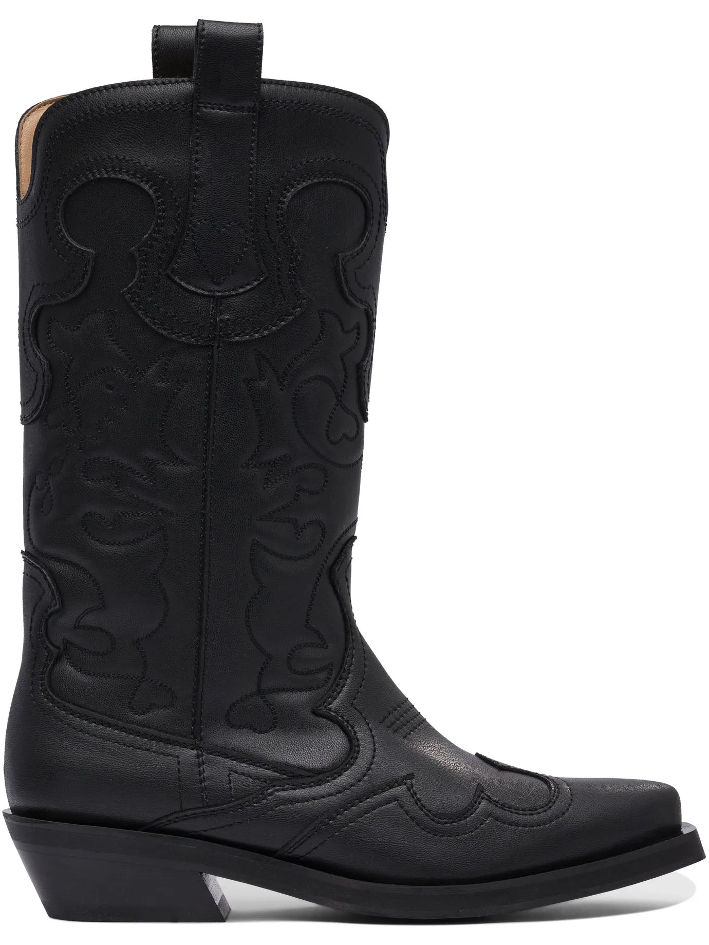 Embroidered Western Boots Nero