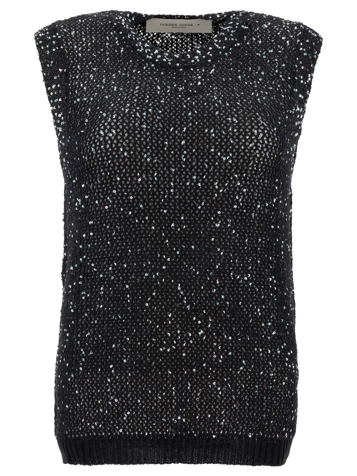 Knit Top With Sequins Top Nero