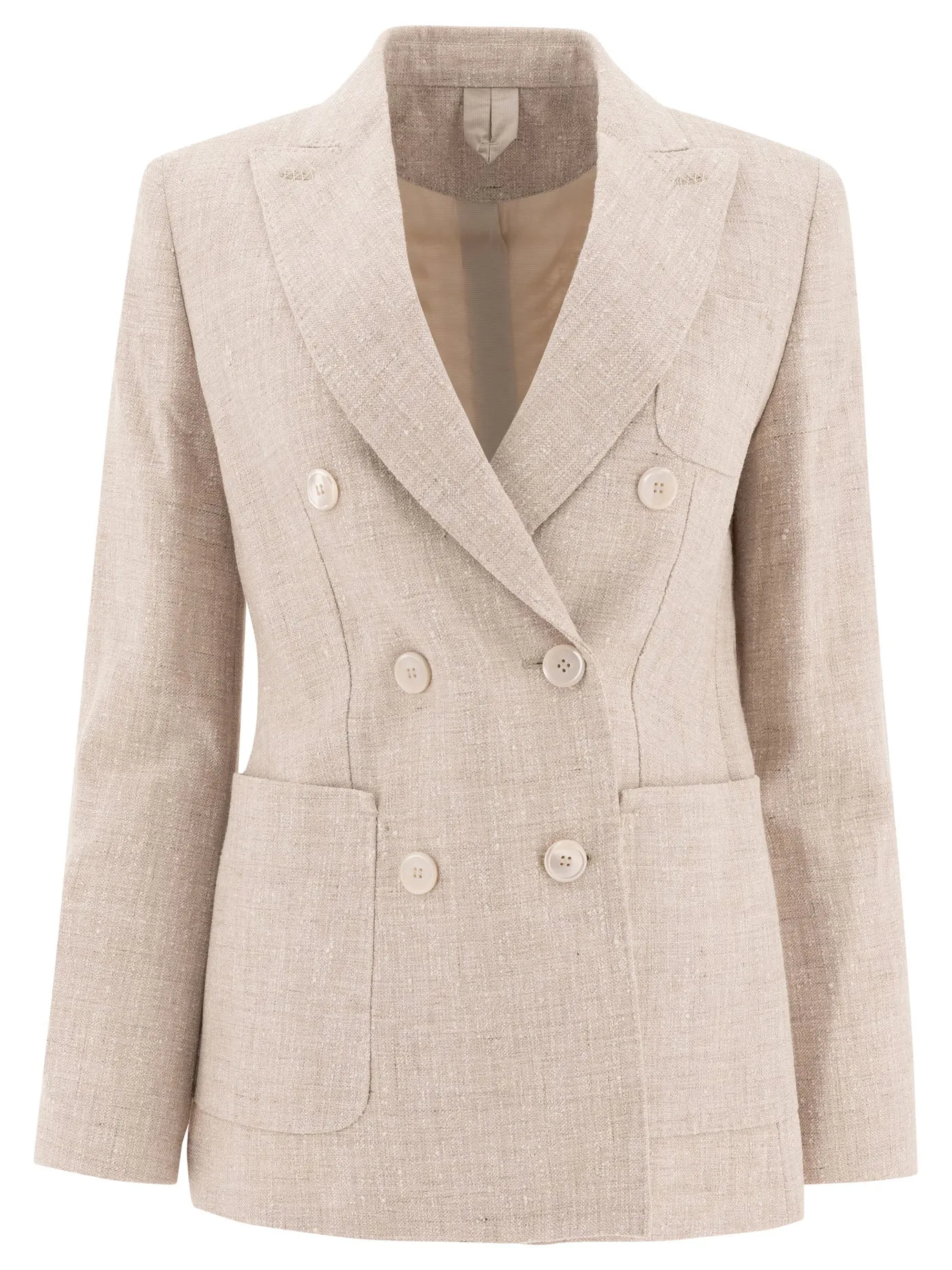 Double-Breasted Blazer In Frisé Giacche Beige