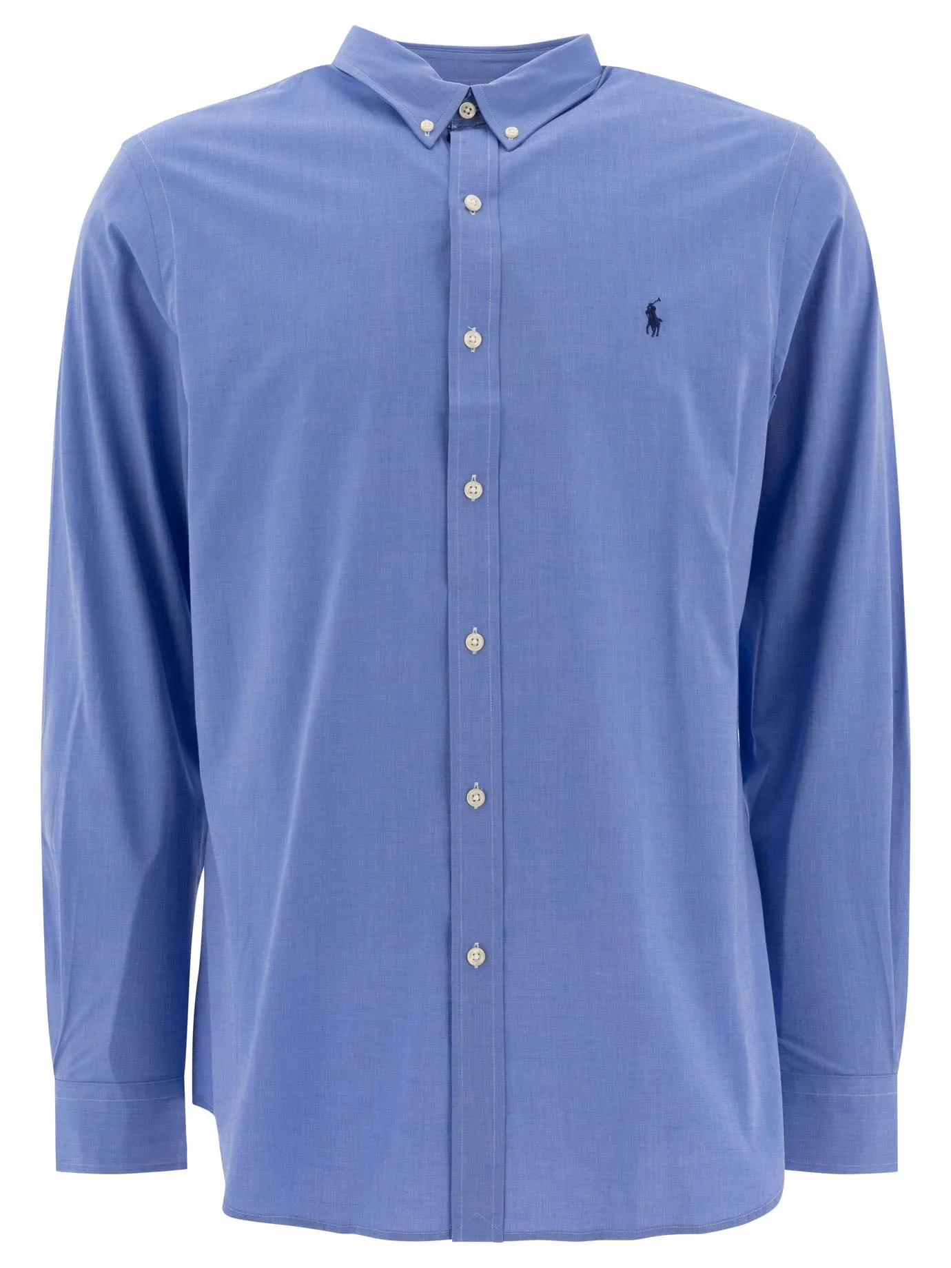 Slim-Fit Stretch Fil-à-Fil Shirt Shirts Blu