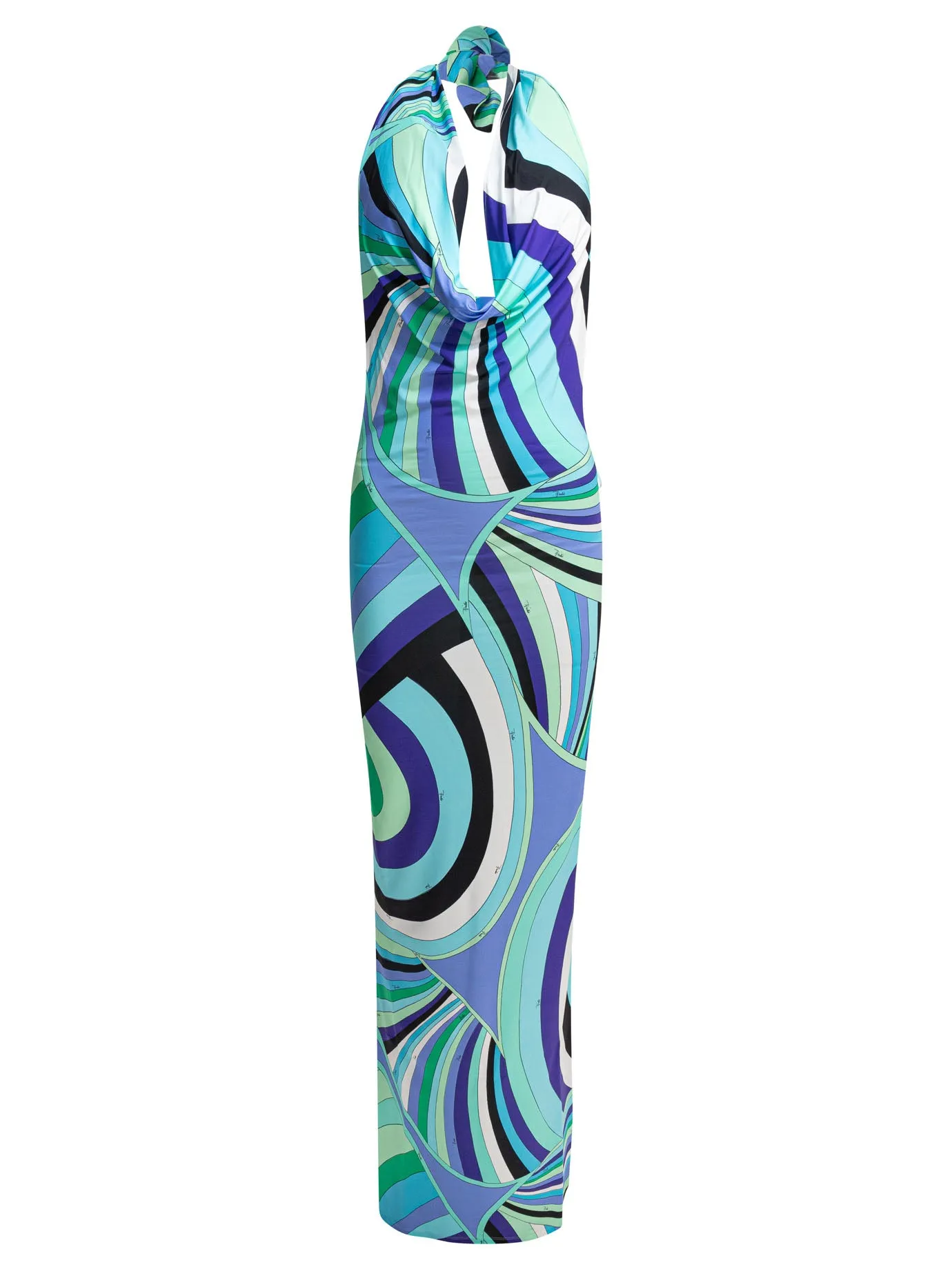 Long Dress In Iride Print Abiti Light Blue