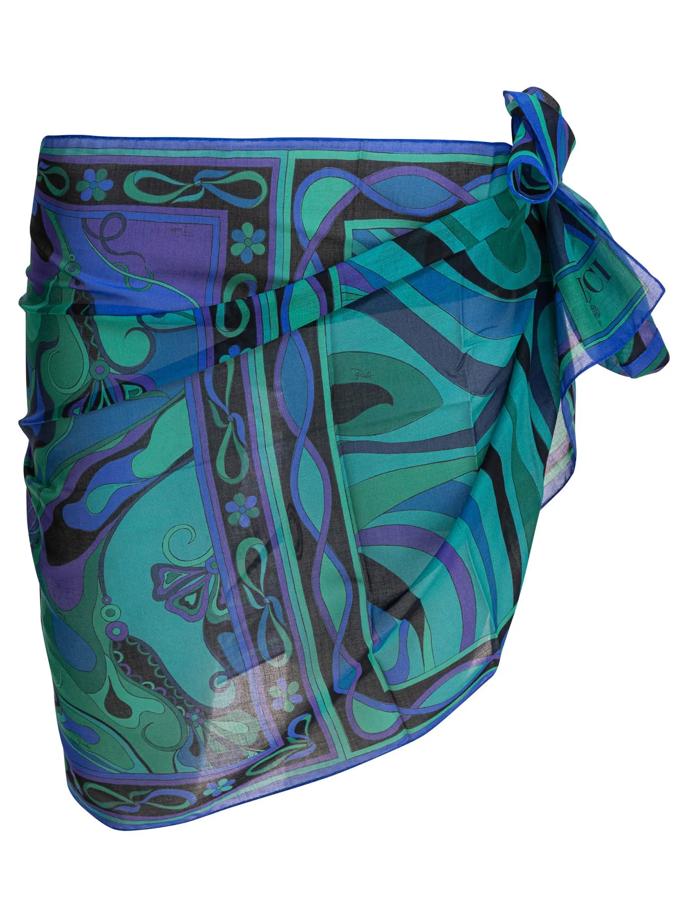 Sarong In Marmo Print Swimwear Verde