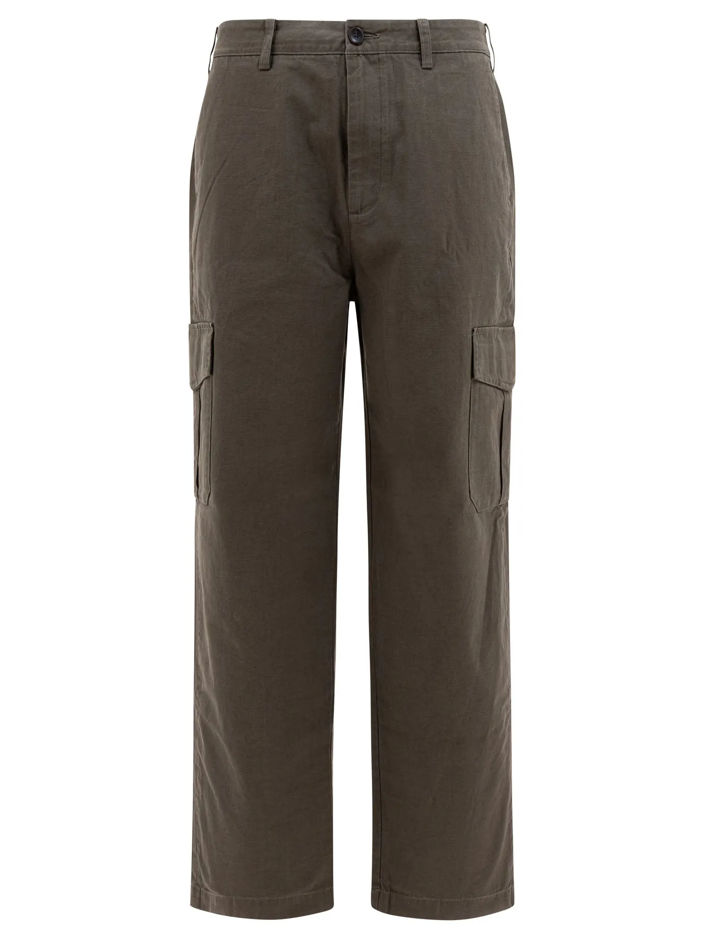 Cotton And Linen Cargo Trousers Verde