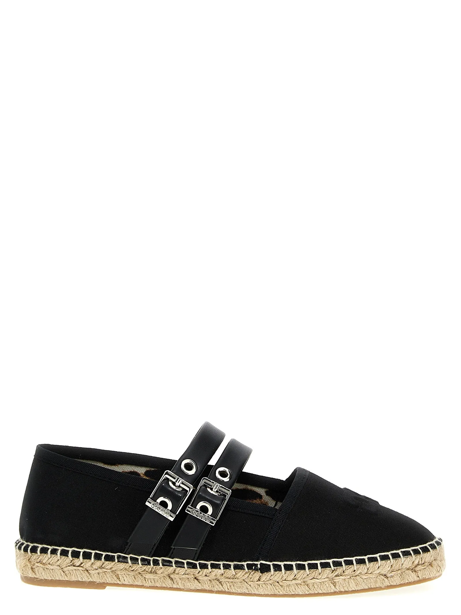 Espadrilles Straps Flat Shoes Nero