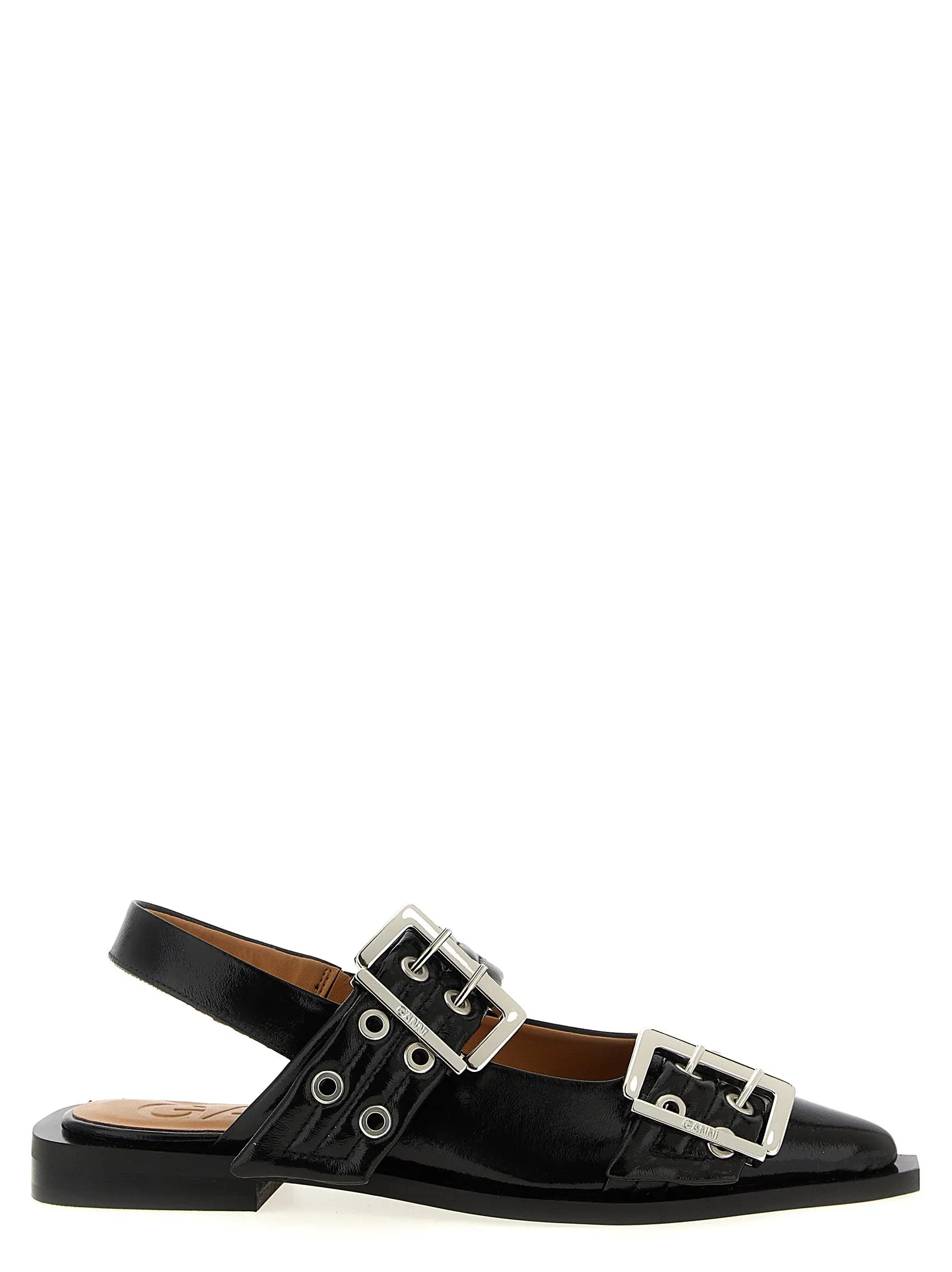 Black Feminine Buckle Flat Shoes Nero