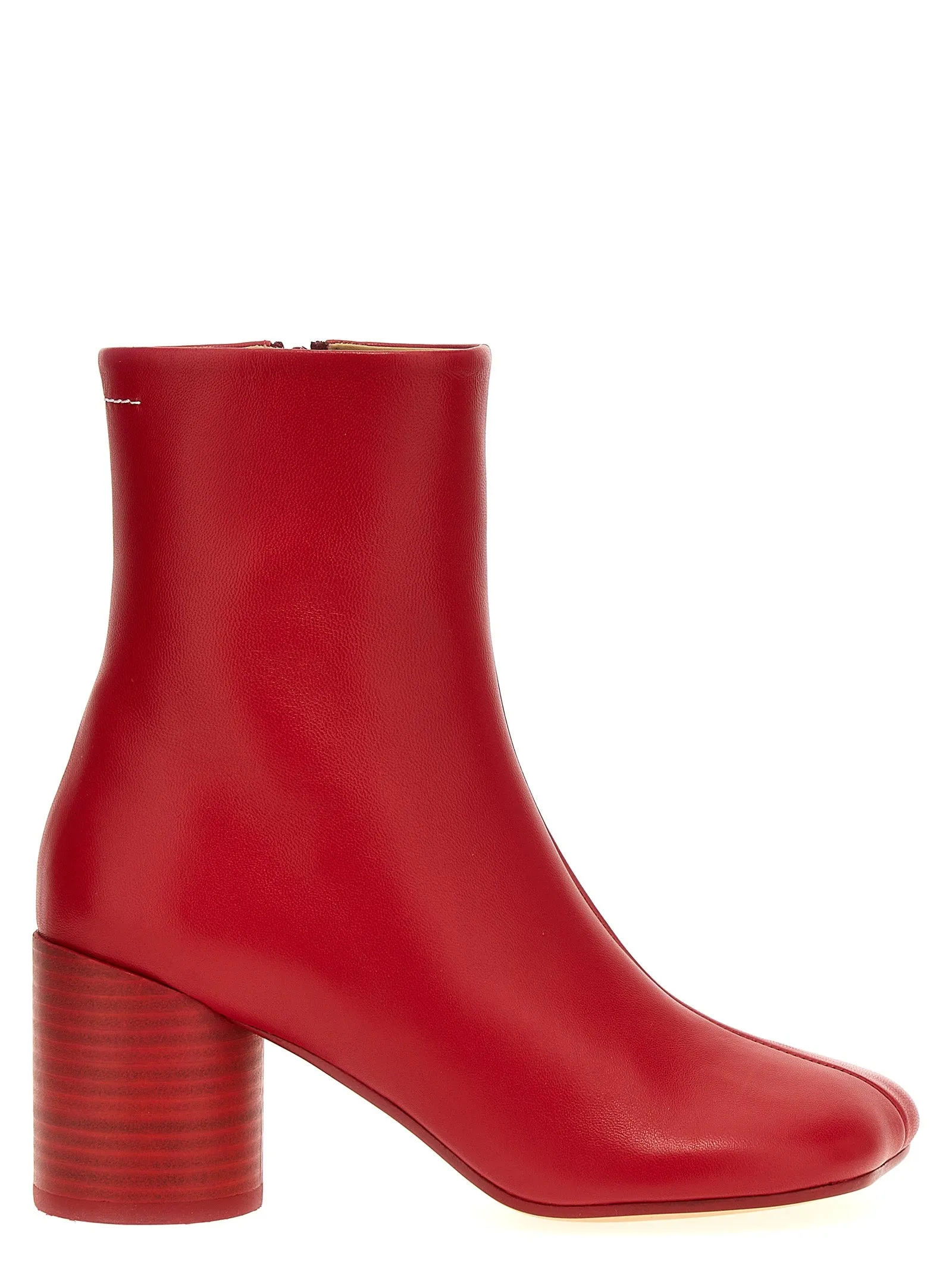 Stitch-Out Leather Ankle Boots Stivali E Stivaletti Rosso