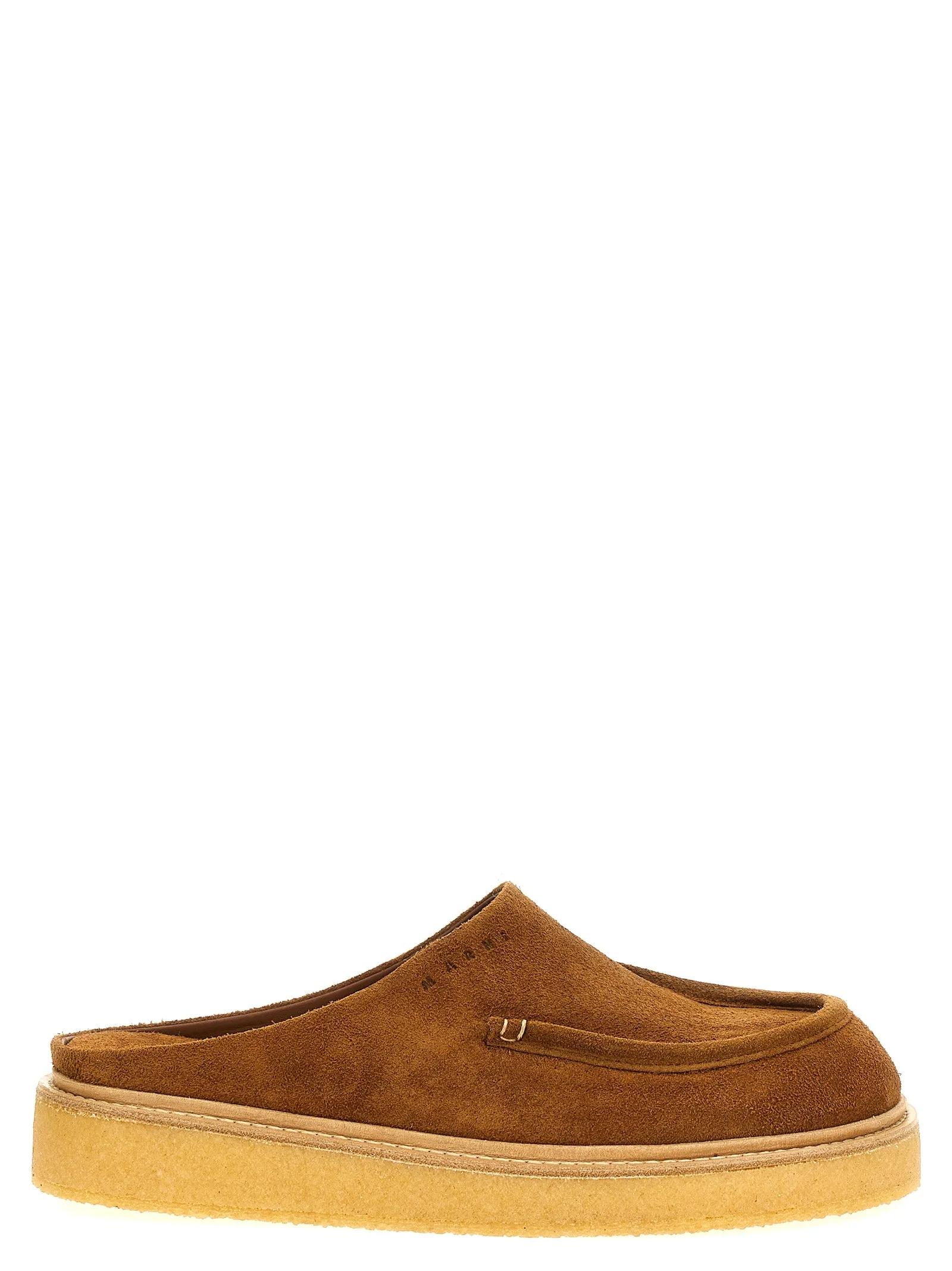 Suede Sabots Flat Shoes Marrone