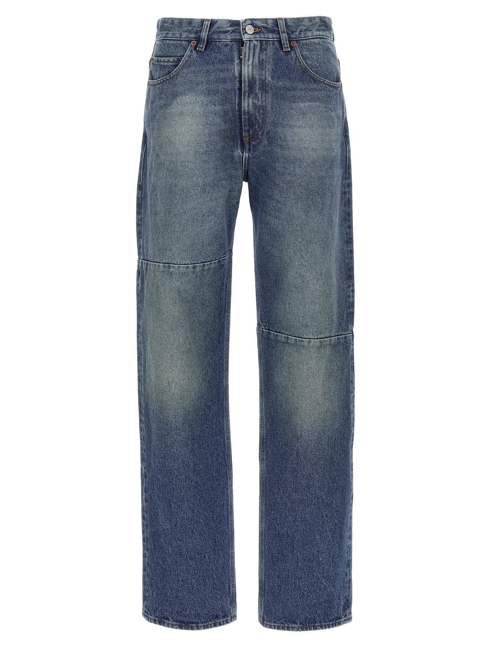 Asymmetric Stitching Jeans Blu