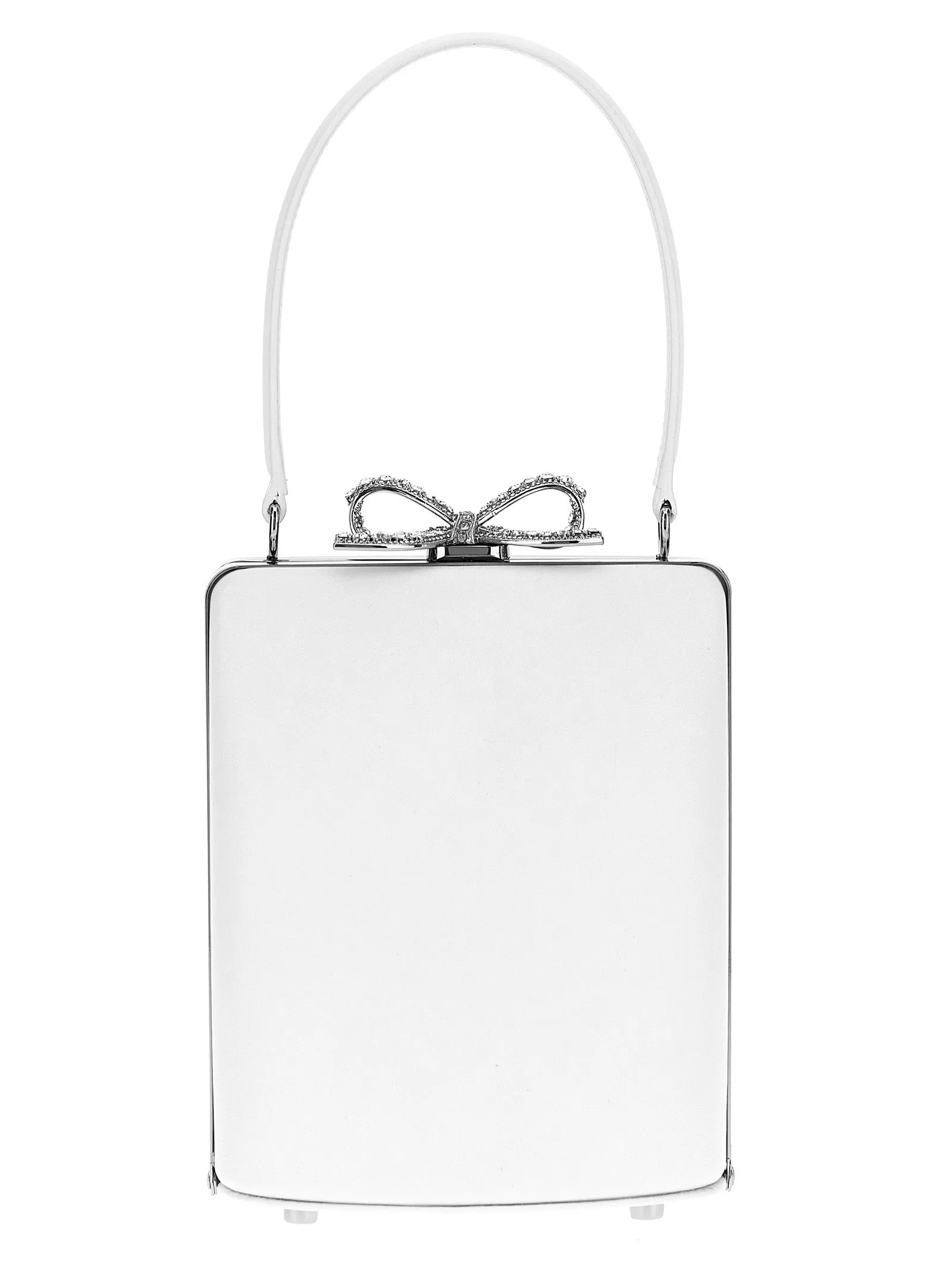 Cream Leather Mini Bow Borse A Mano Bianco