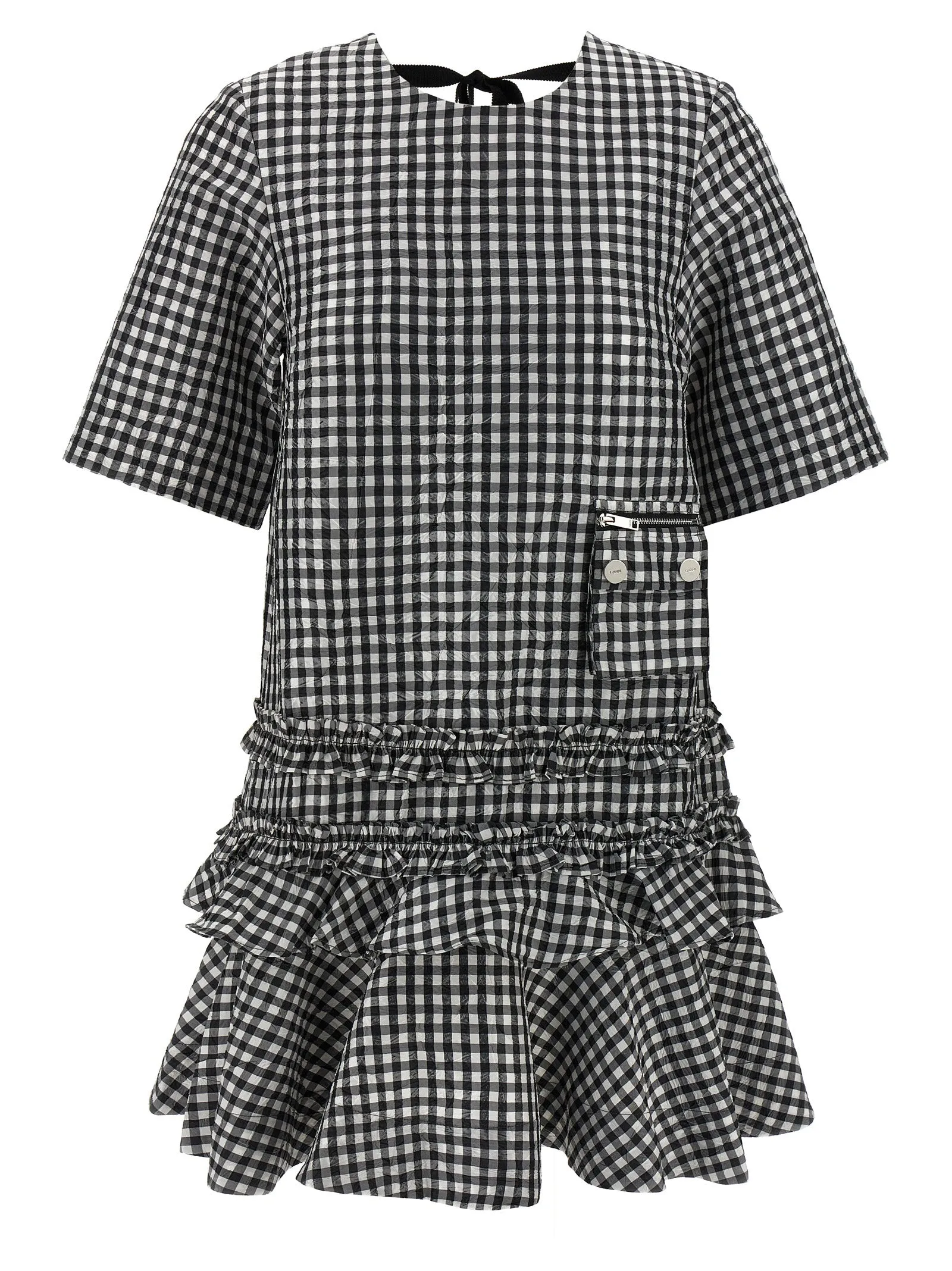 Crinkled Check Mini Abiti Bianco/Nero