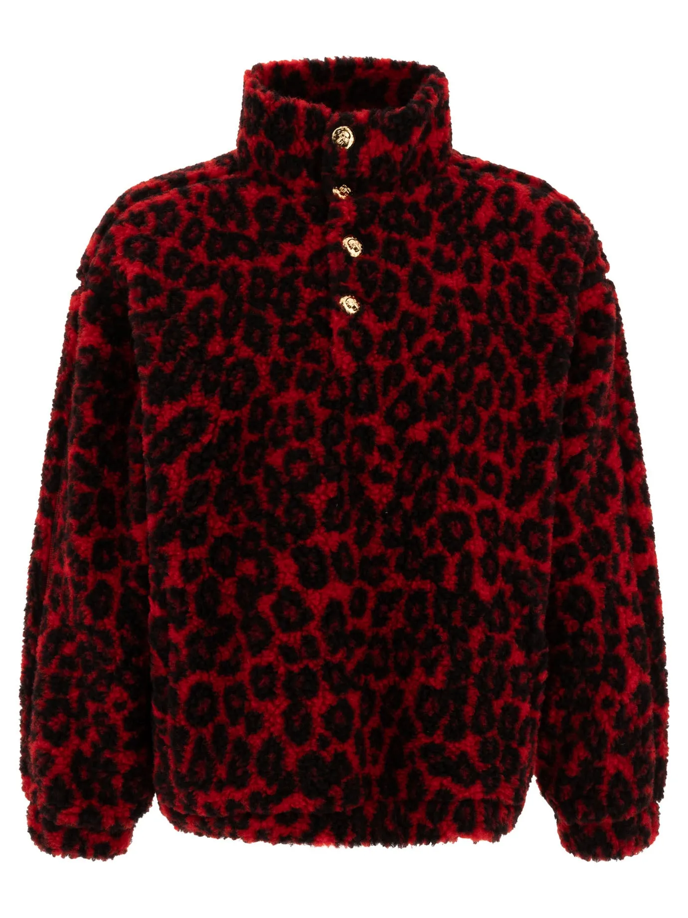 Leopard Print Fleece Jacket Giacche Rosso