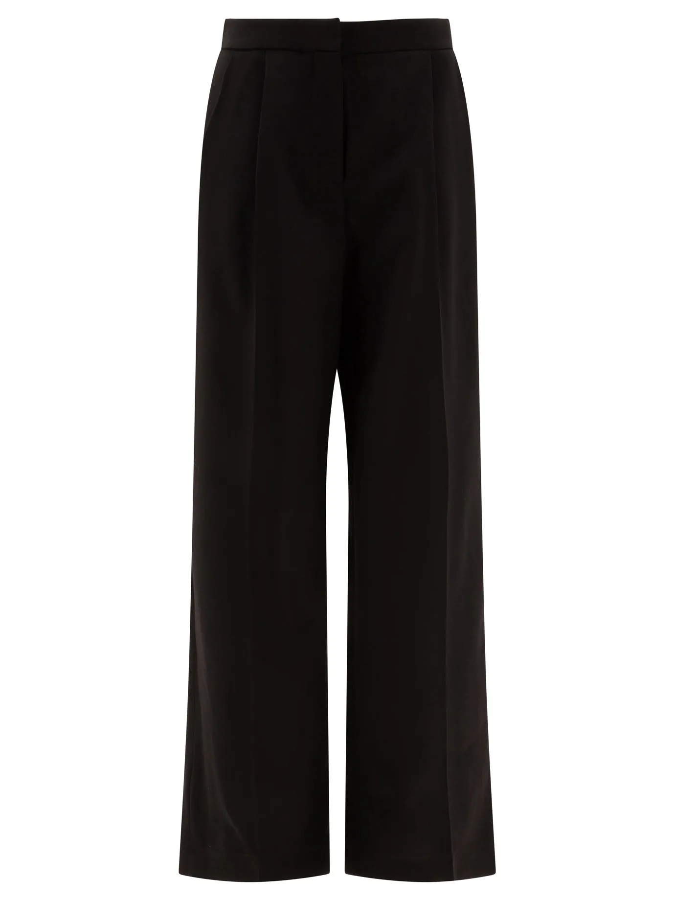 Wool Pleated Trouses Trousers Nero