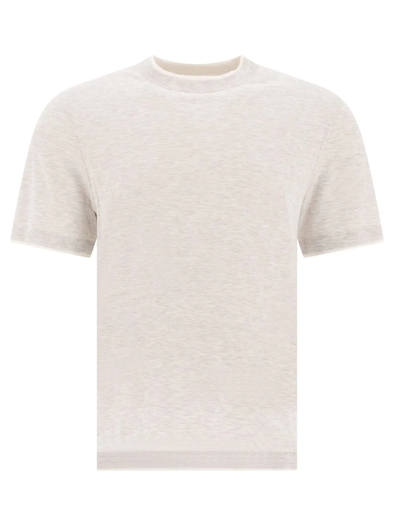 Crew-Neck T-Shirt In Linen And Cotton Jersey With Faux Layering T-Shirts Grey
