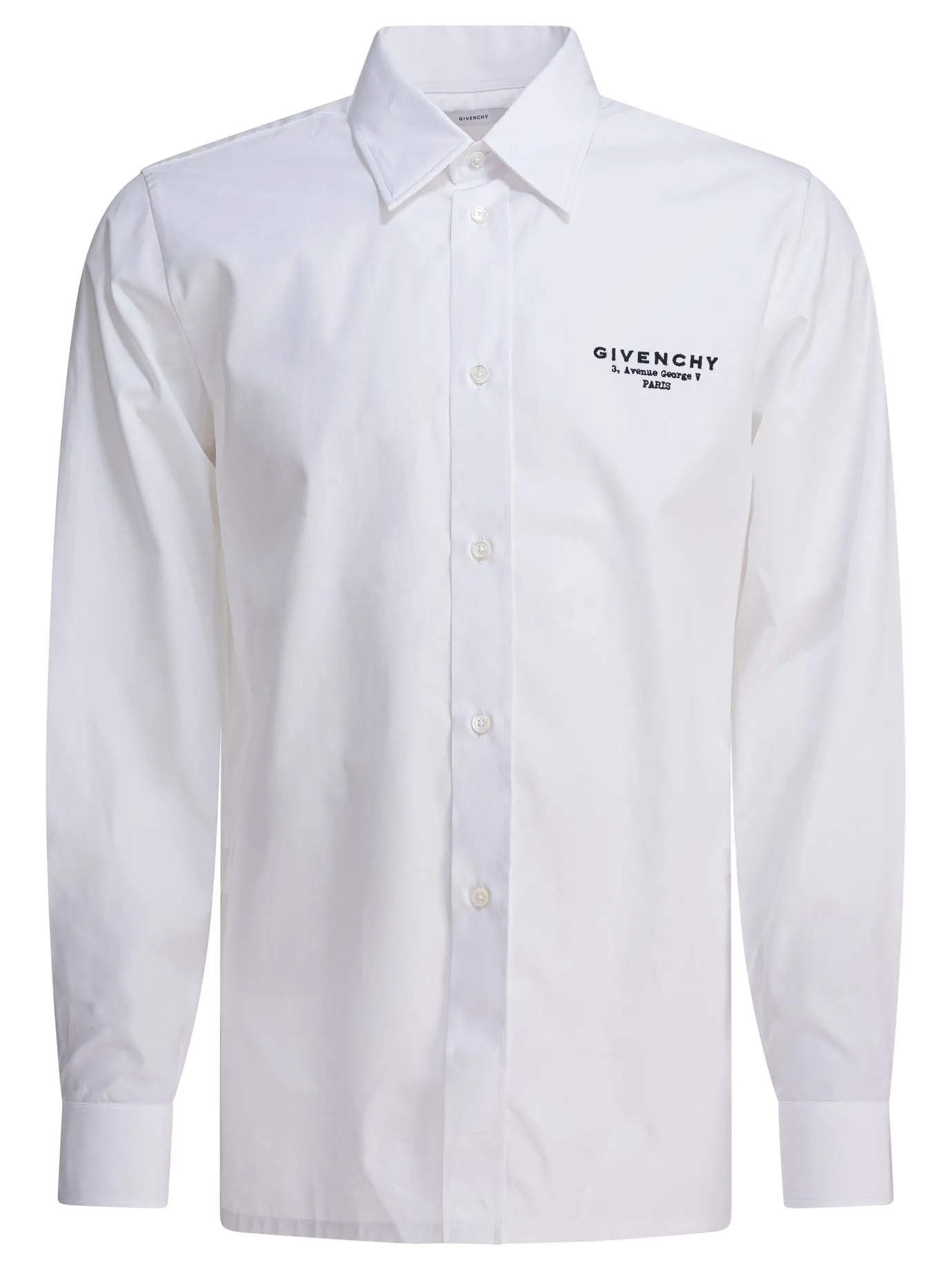 Poplin Shirt Embroidered Logo Shirts Bianco