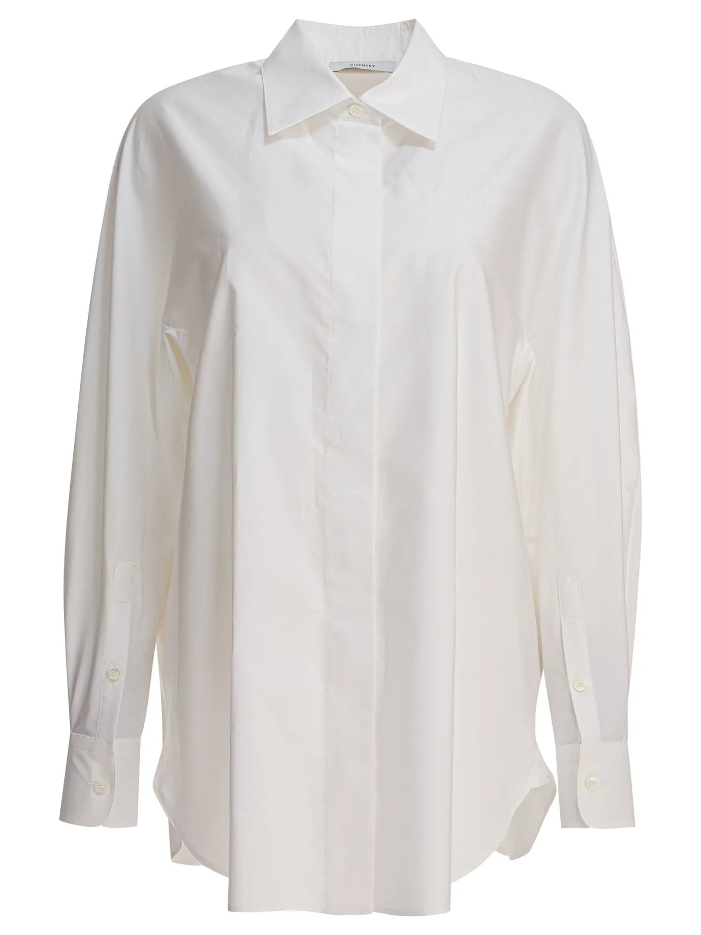 Poplin Shirt With Embroidery Givenchy Shirts Bianco