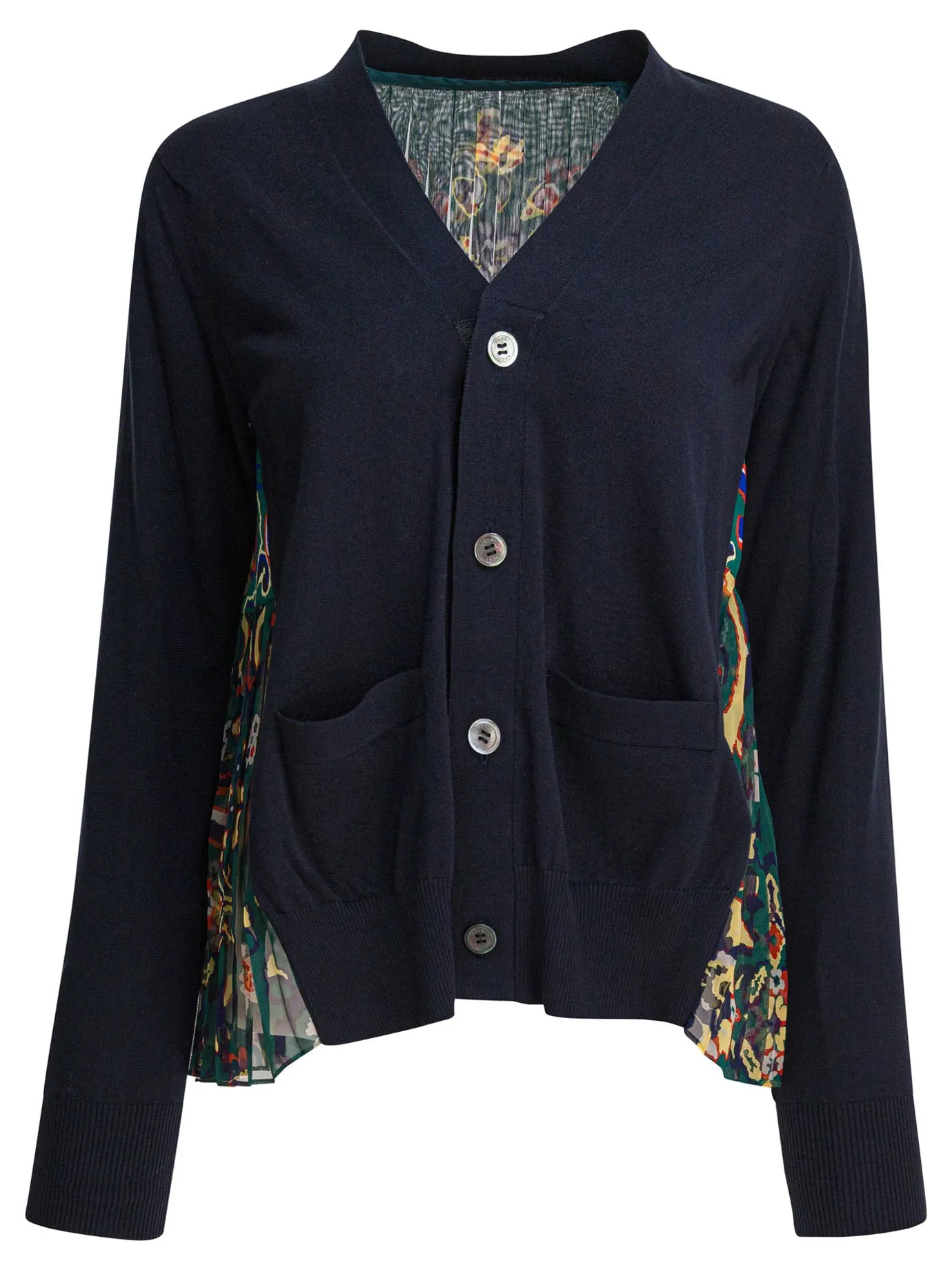 Cardigan With Floral Print Knitwear Blu