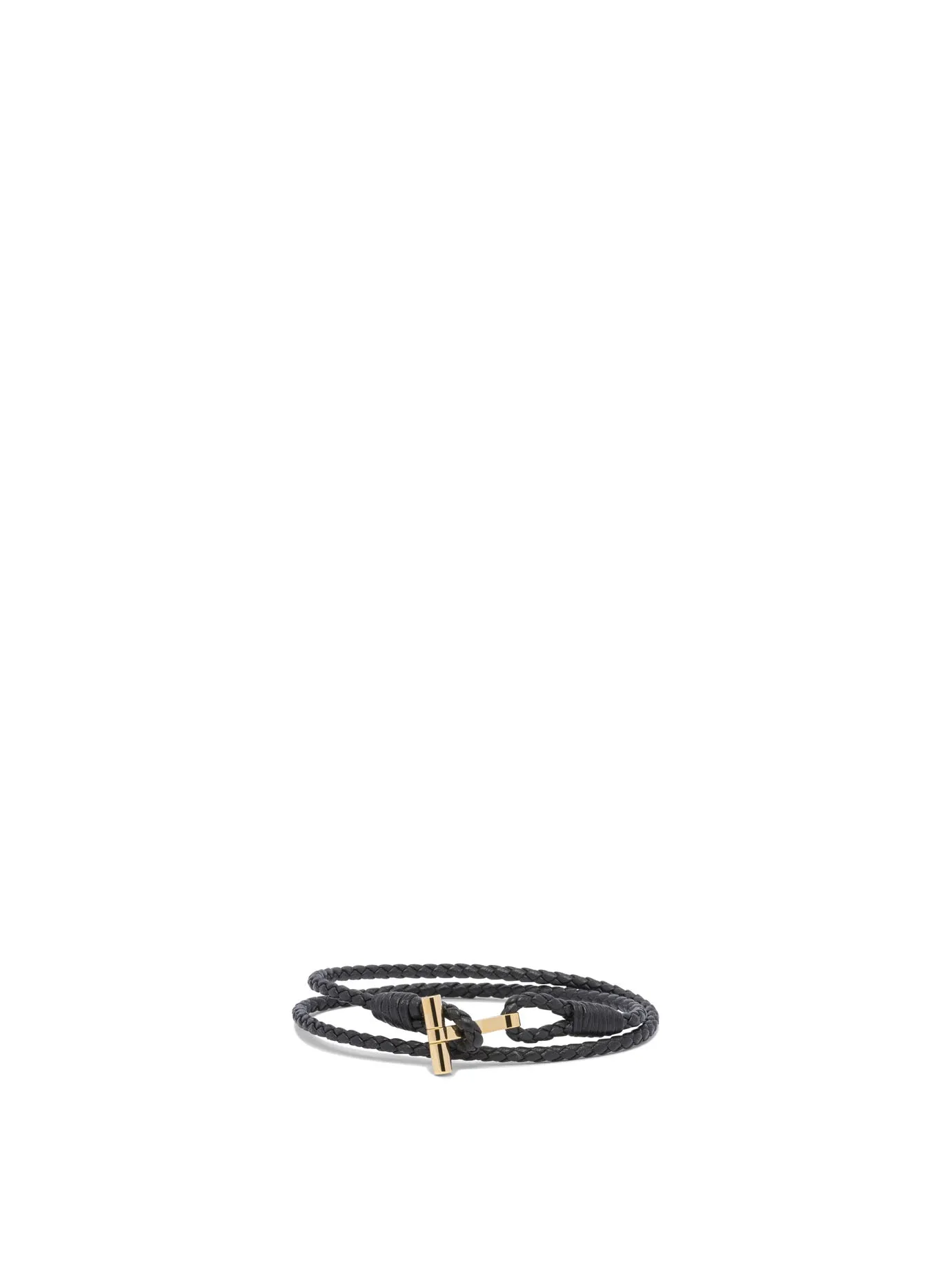 T-Braided Leather Bracelet Jewels Marrone
