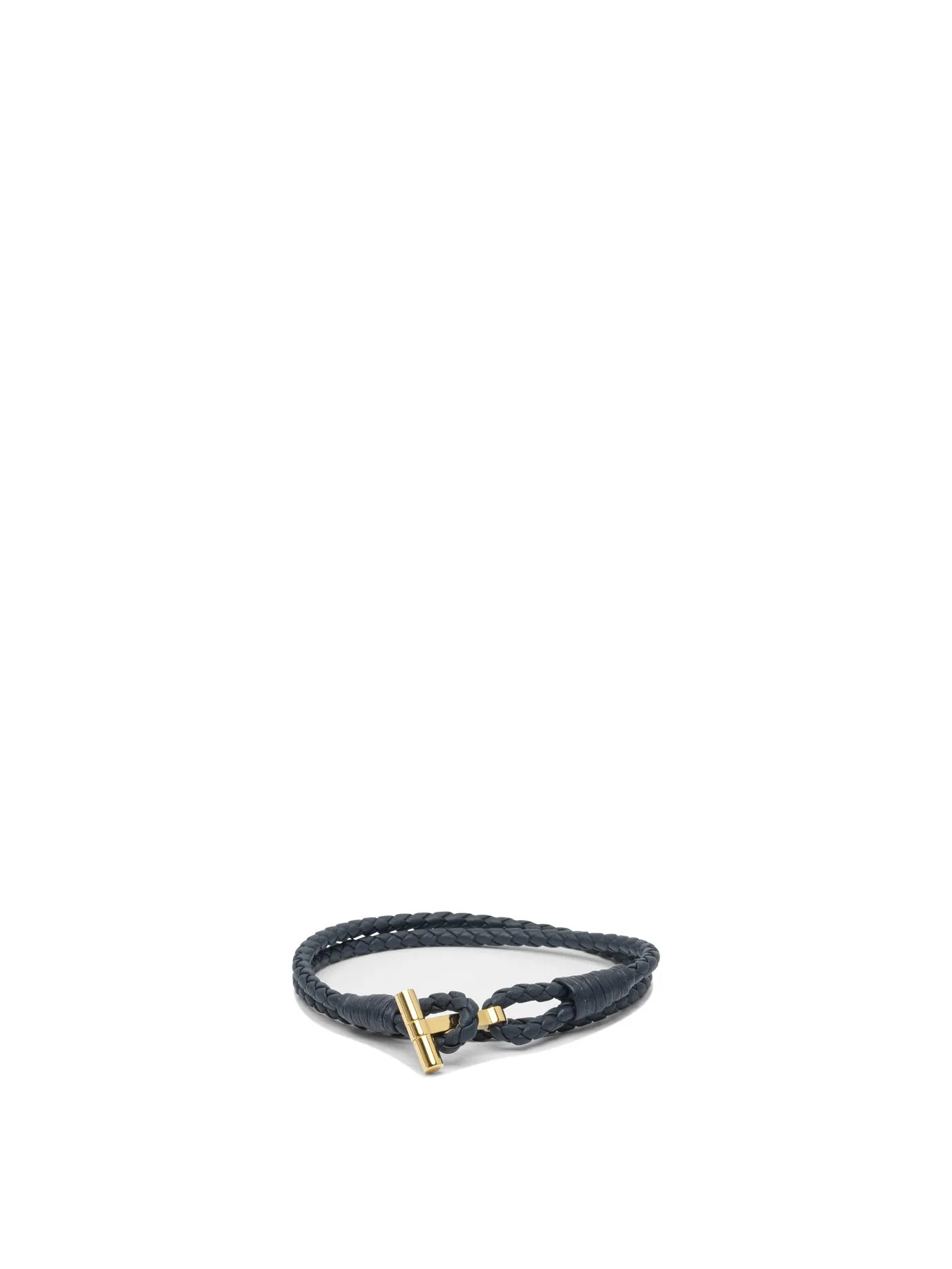 T-Braided Leather Bracelet Jewels Blu