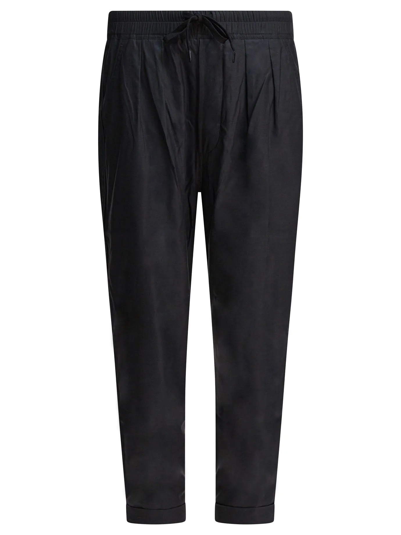 Cotton And Silk Twill Pants Trousers Nero