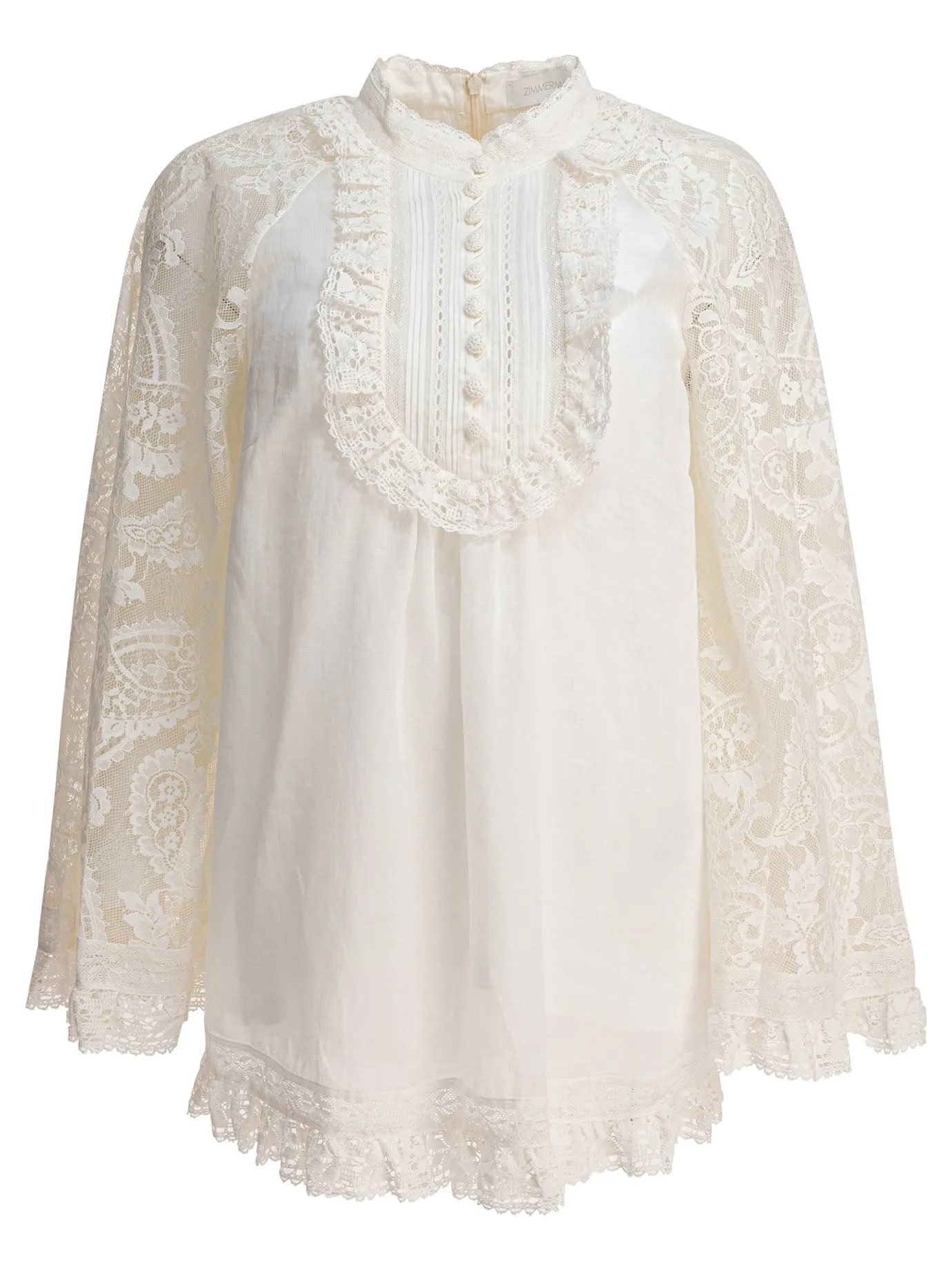 Ascension Lace Yoke Tunic Shirts Beige