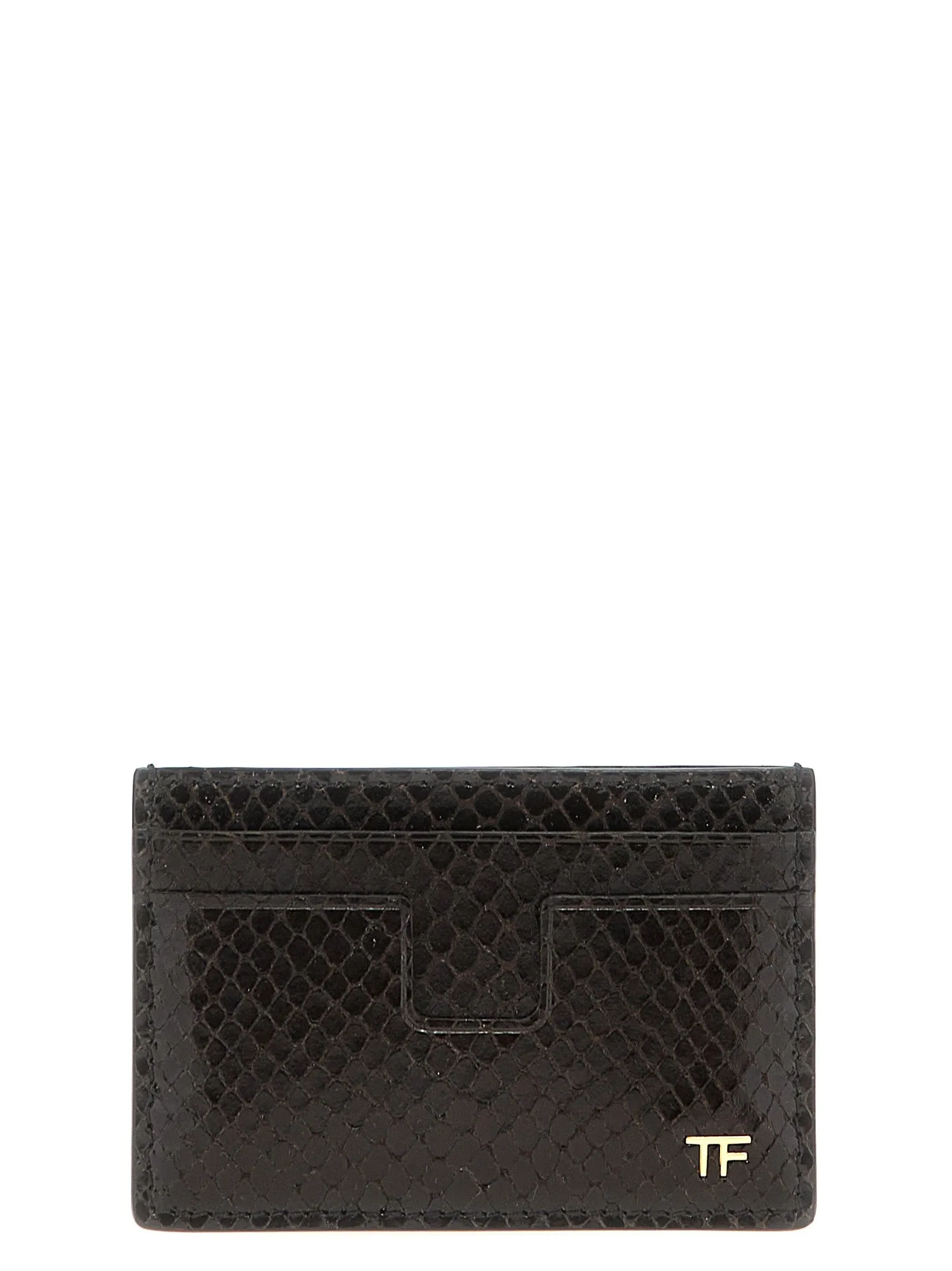 Snake Print Card Holder Portafogli Marrone
