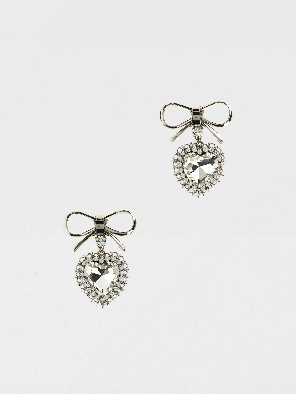 Orecchini Heart Bow Alessandra Rich in ottone con strass incastonati