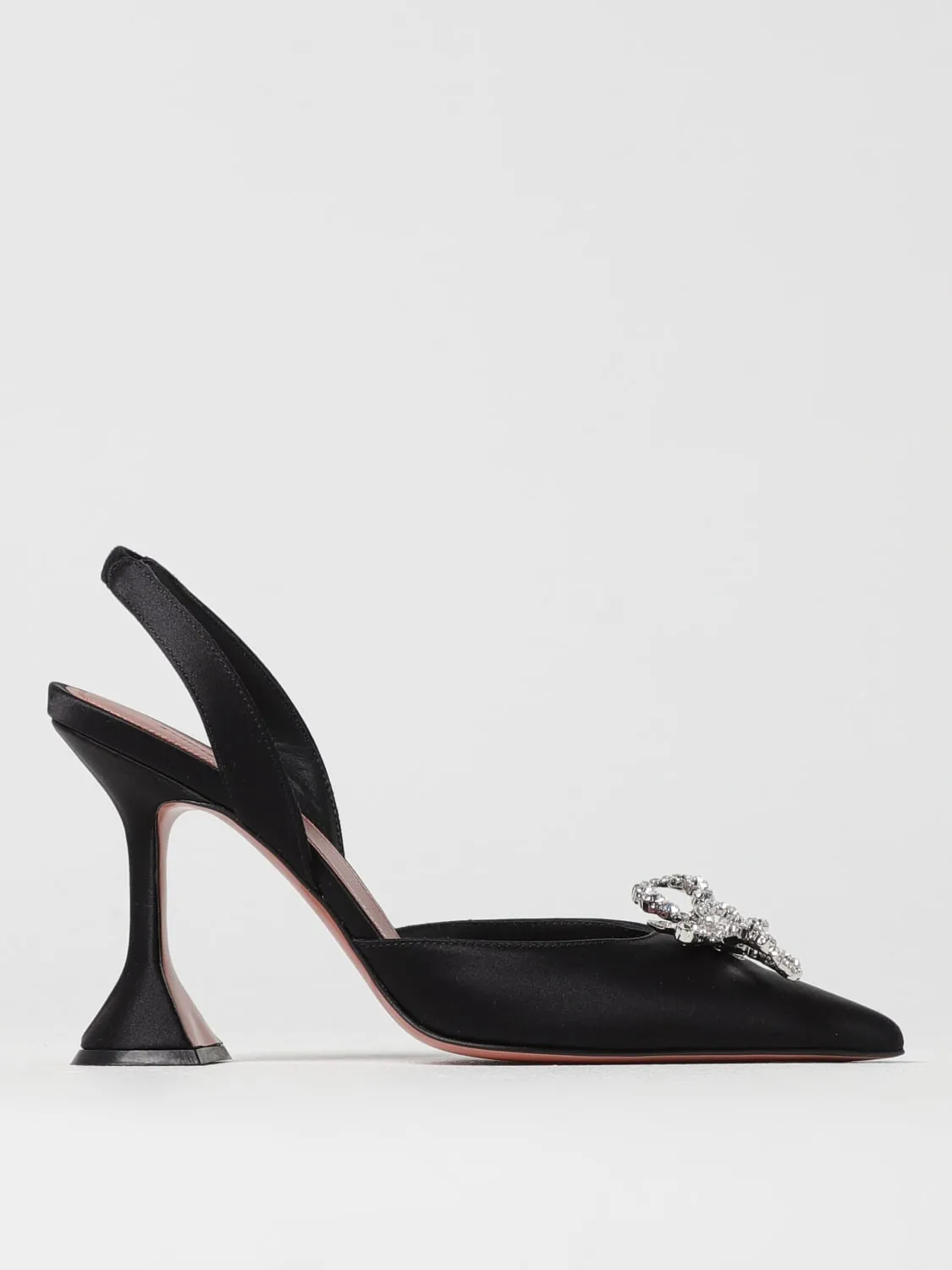 Slingback Rosie Amina Muaddi in raso con fiocco gioiello