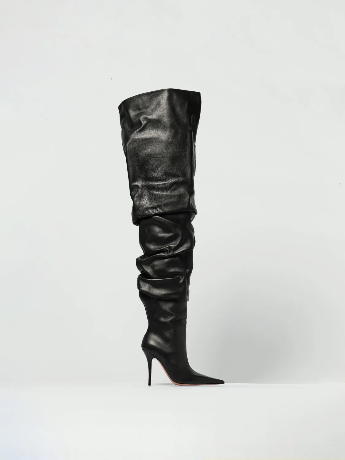 Stivale Anok Amina Muaddi in pelle arricciata