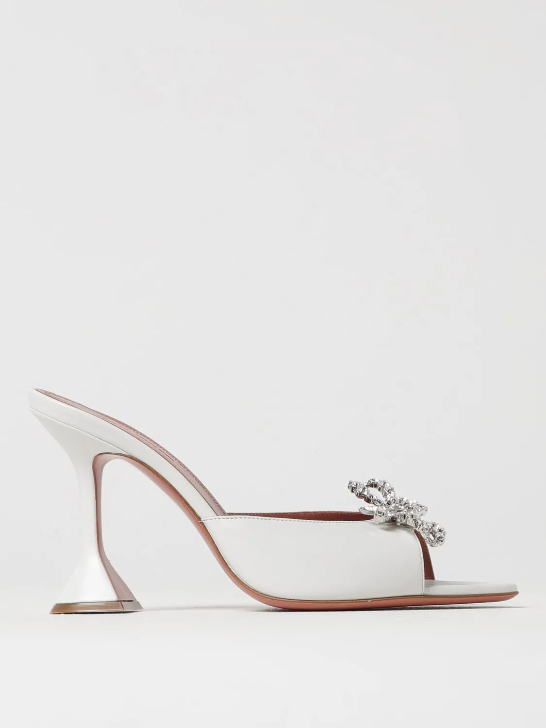 Mules Rosie Amina Muaddi in nappa con fiocco gioiello