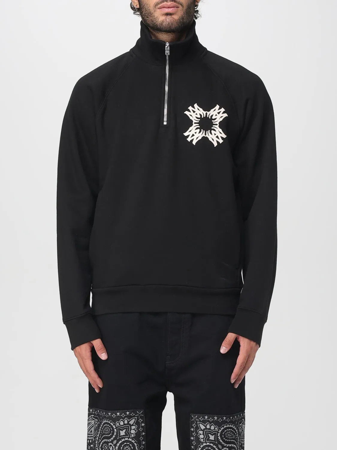 Felpa in cotone con logo e zip Amiri