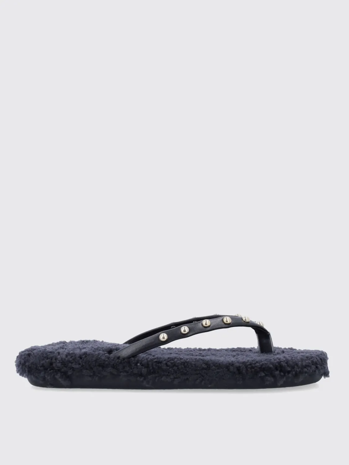 Infradito Saionara Ancient Greek in pelle e shearling con borchie