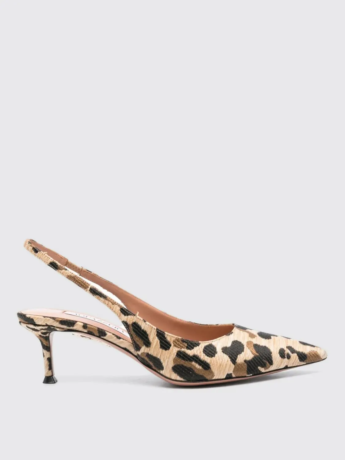 Slingback New Purist Aquazzura in rafia con ricamo animalier