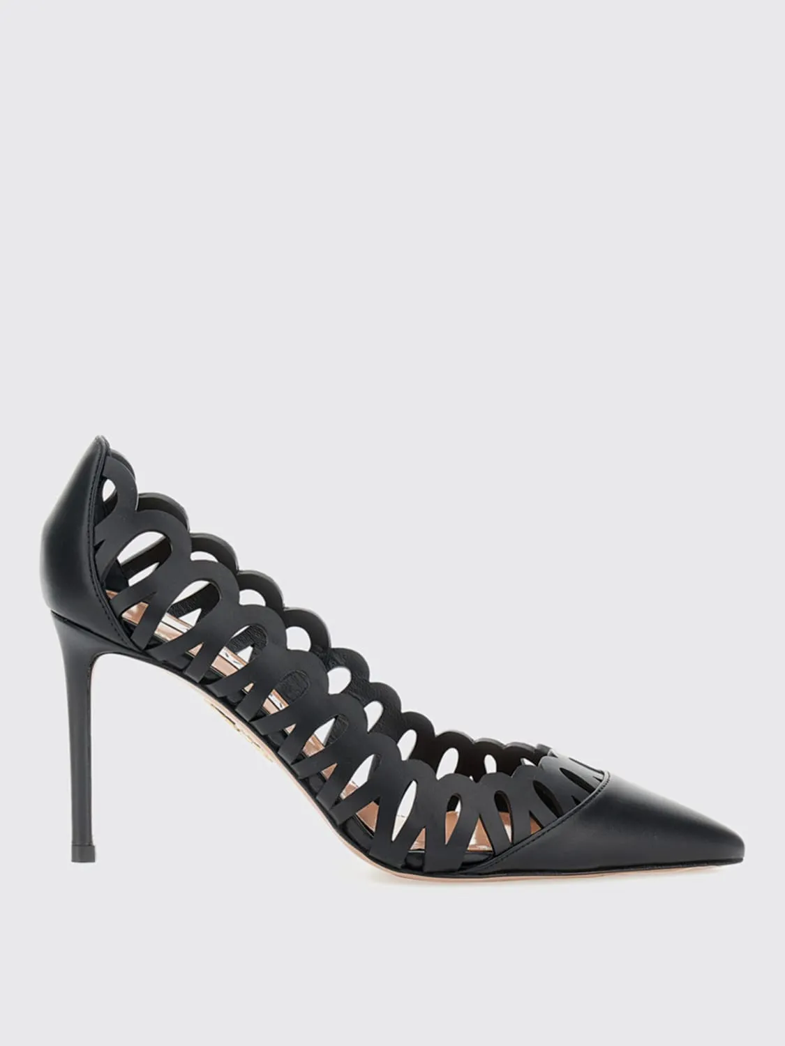 Décolleté Peep Aquazzura in pelle traforata